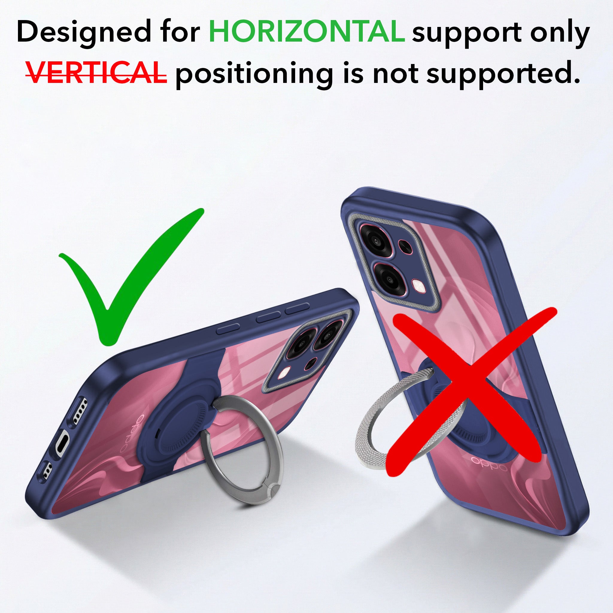 For Oppo F31 5G | Oppo F33 5G Back Cover Case with stand (Built-in Ring Holder Kickstand | Lifetime Anti Yellow | Camera Protection)
