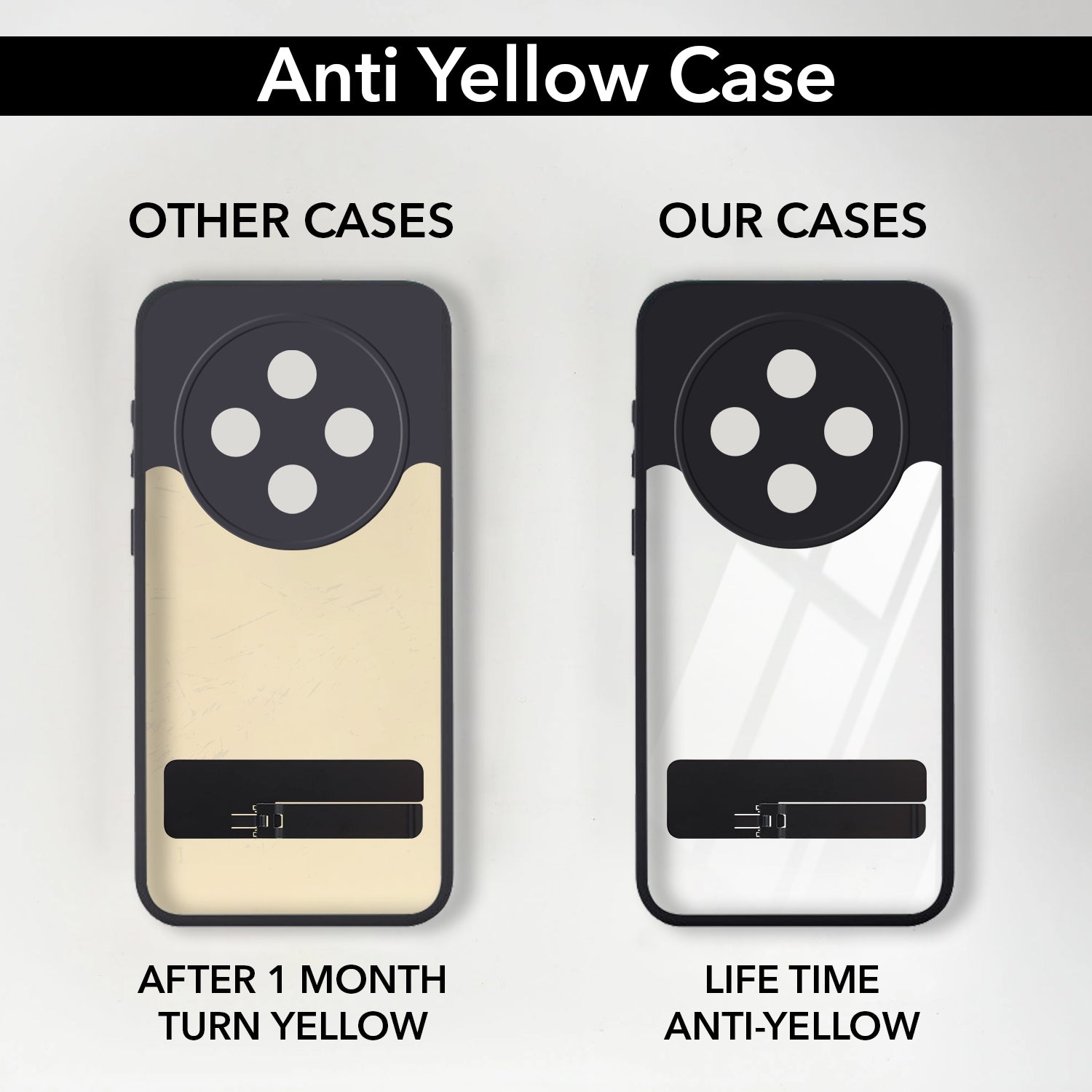 For Vivo T4 Back Cover Case (Built-in Stand | Lifetime Anti Yellow | Kickstand Shockproof | Camera Protection | MagSafe Compatible)