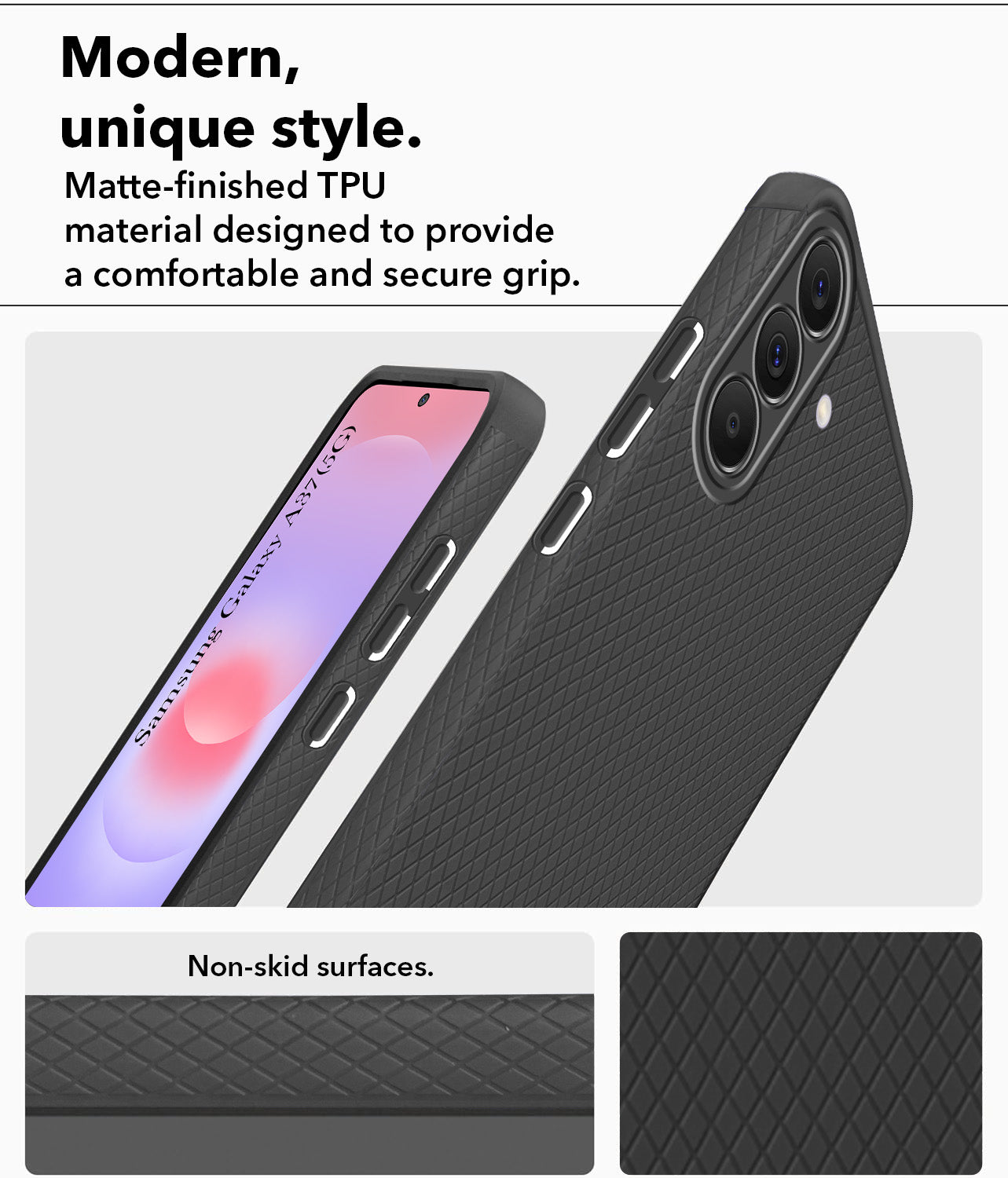 For Samsung Galaxy A37 5G Back Cover Case Liquid Silicone (Camera Protection | Side Grip Texture | Soft and Flexible)