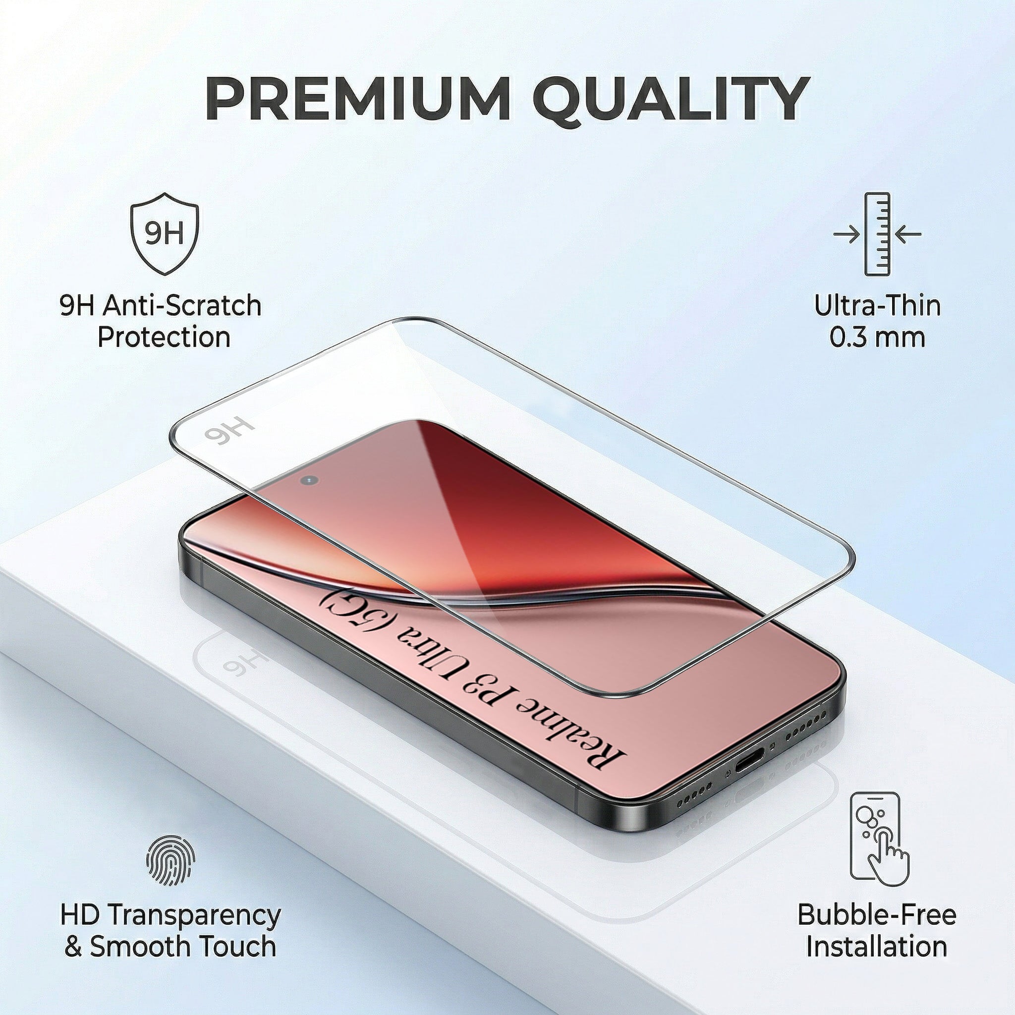 For Realme P3 Ultra Combo with Back Cover and 9H Tempered Glass (Lifetime Anti-Yellow | Sleek Hard Crystal | Oleophobic Coating Screen Glass)