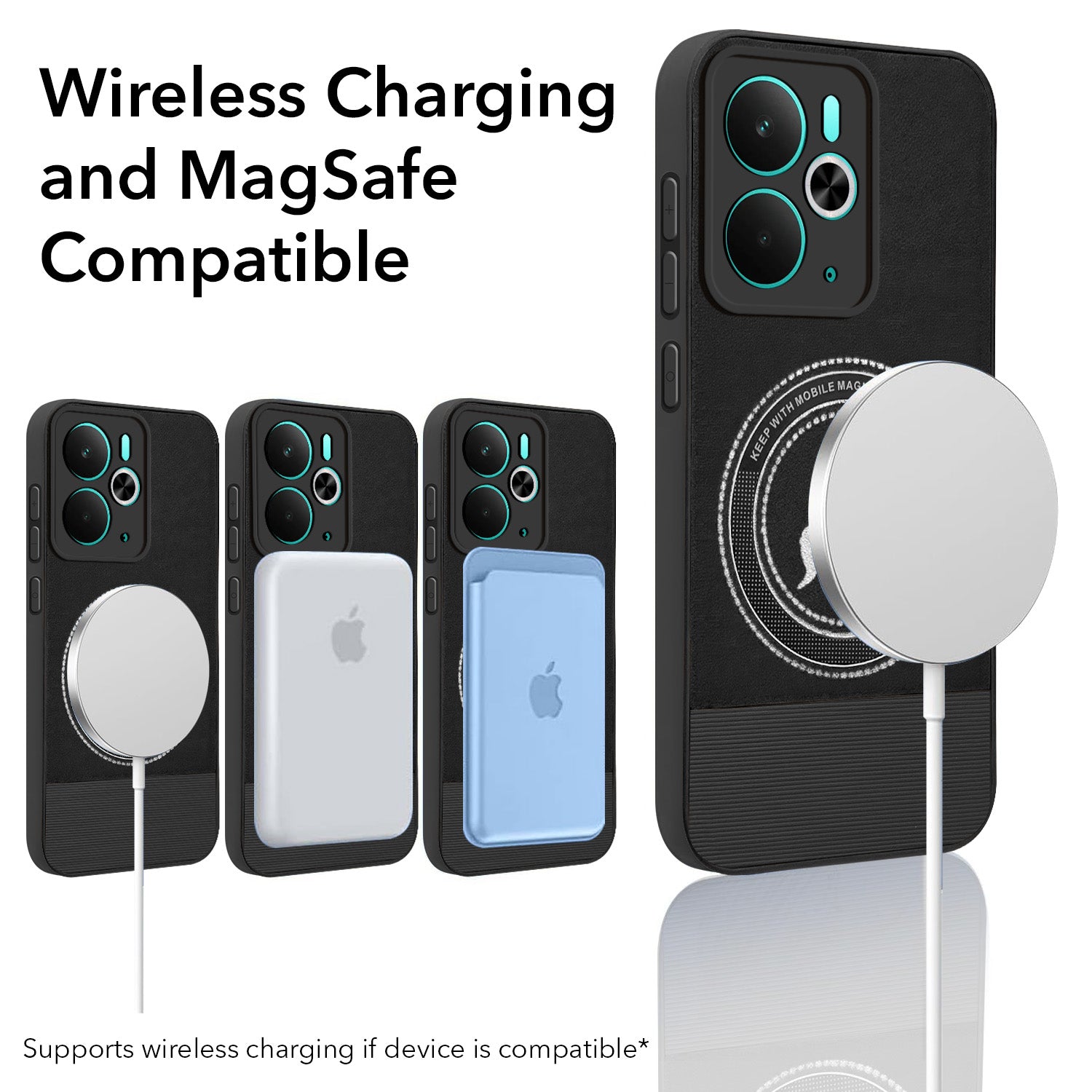 For Realme 14T Back Cover Case PU Leather Finish (Professional Minimalist Texture | MagSafe Compatile | Camera Protection | Sleek Sober Formal)
