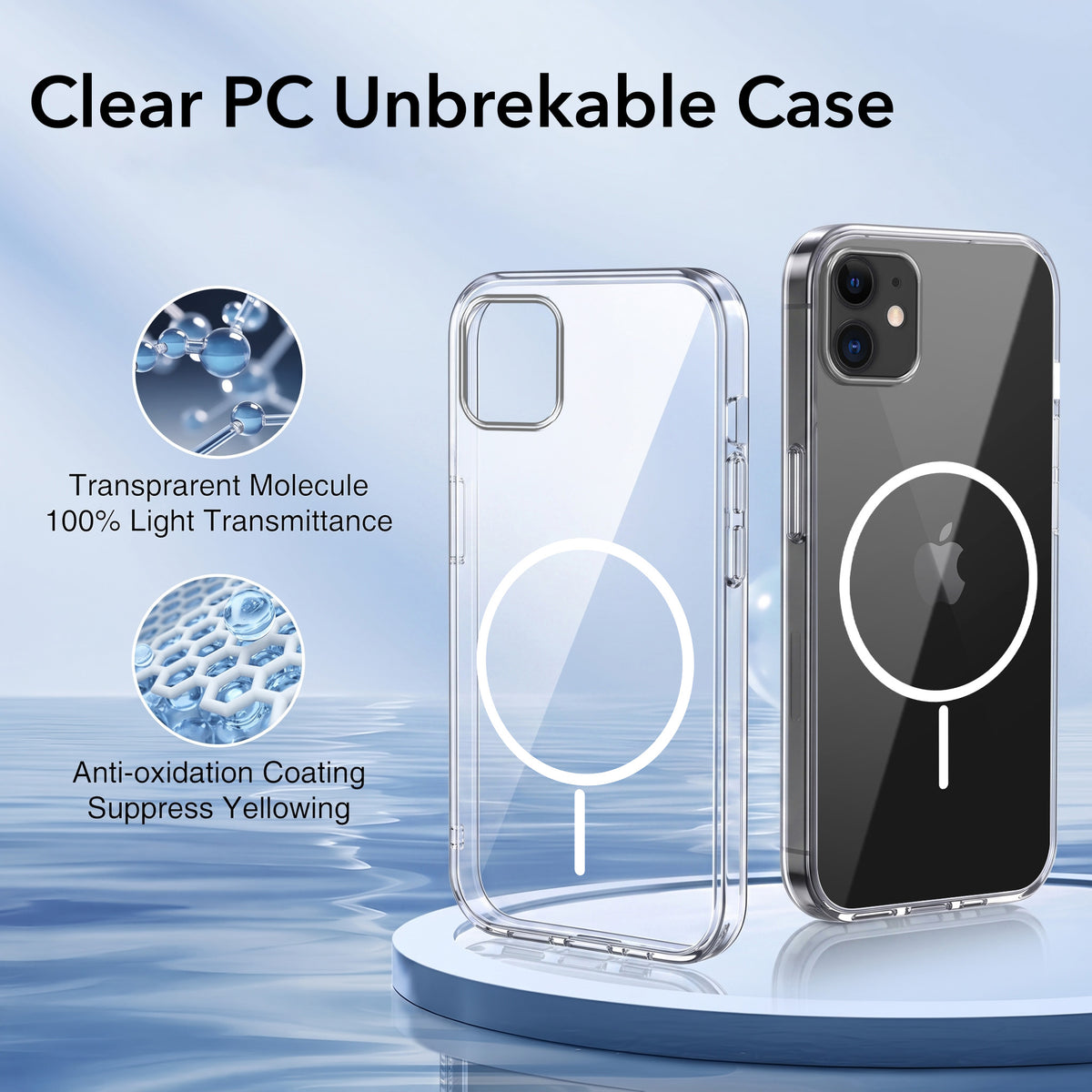 For Apple iPhone 11 Back Case Cover Crystal Anti Yellow (Unbreakable PC | MagSafe Wireless Charging Support |Camera Protection Bump)