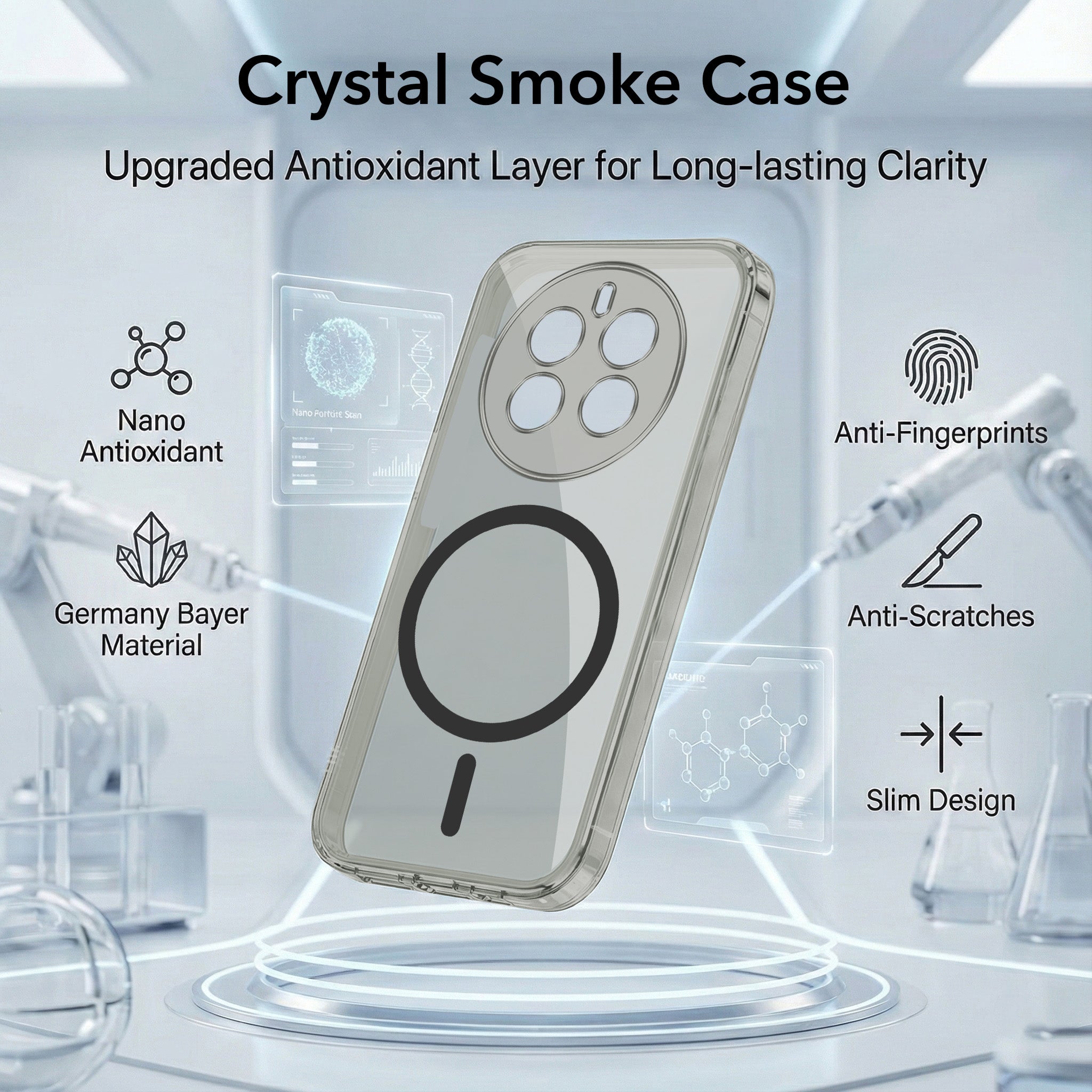 For Realme 12 Pro Plus | Realme 12 Pro Back Cover Case Lifetime Anti-Yellow MagSafe Compatible Clear (Sleek Hard Crystal | Shockproof and Camera Protection)