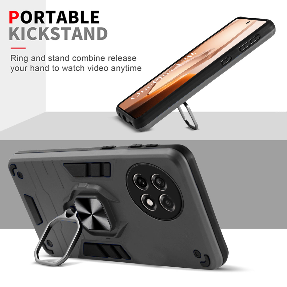 For OnePlus 13R Back Cover Case (Shockproof Polycarbonate Dual Layer Hybrid Armor)