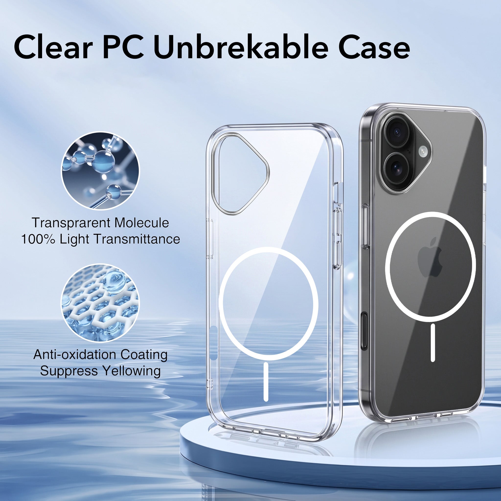 For Apple iPhone 16 Back Case Cover Crystal Anti Yellow (Unbreakable PC | MagSafe Wireless Charging Support |Camera Protection Bump)