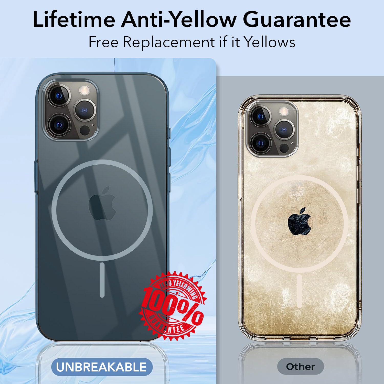 For Apple iPhone 12 Pro Max Back Cover Case Lifetime Anti-Yellow MagSafe Compatible Clear (Sleek Hard Crystal | Shockproof and Camera Protection)