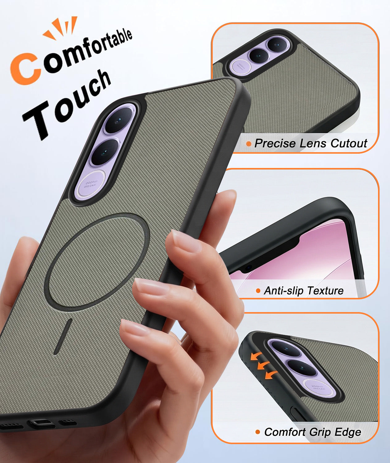 For Vivo V70 FE 5G Back Cover Case PU Leather (Texture Grip Design | Professional Minimalist | Camera Protection | Soft and Flexible)