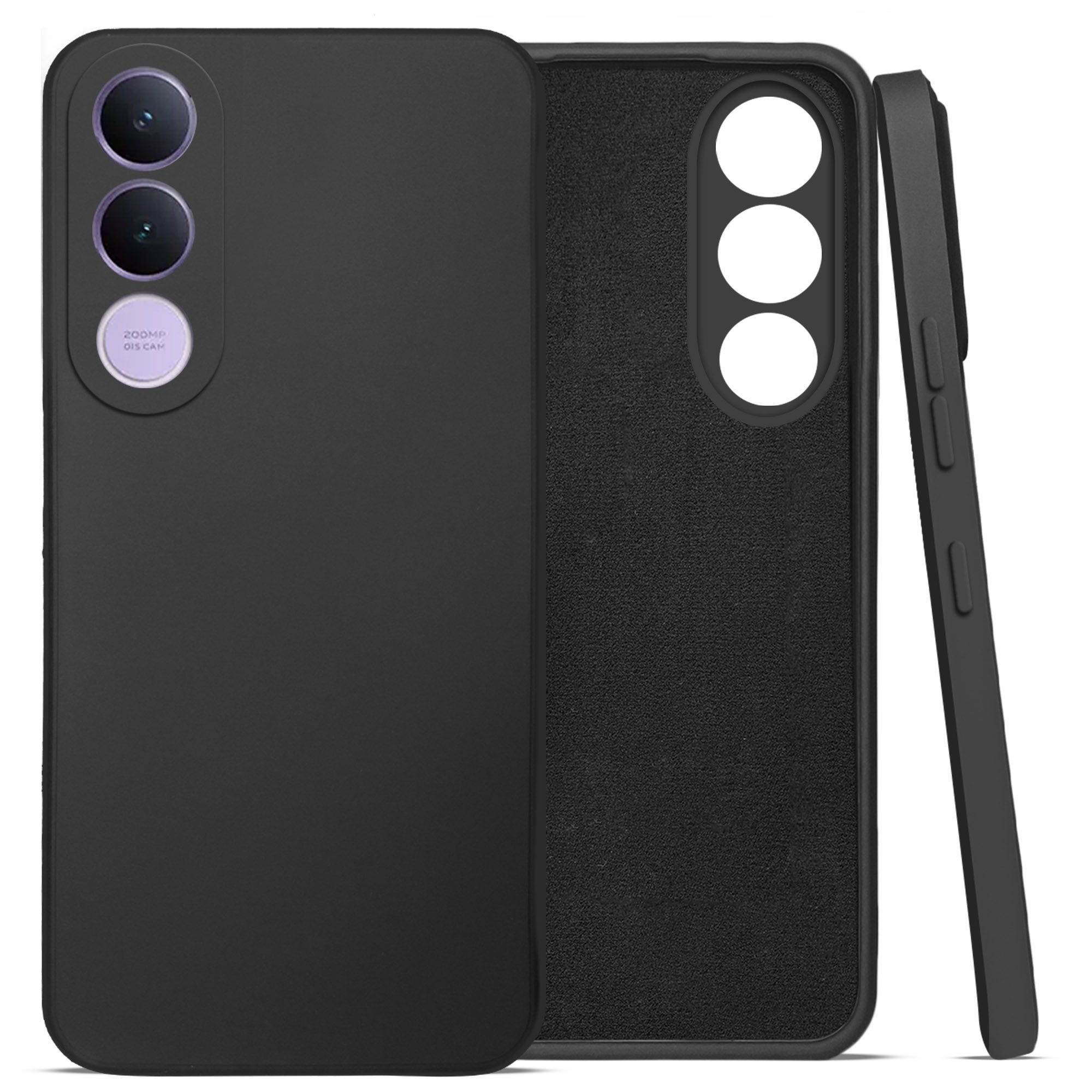 For Vivo V70 FE 5G Back Cover Case (Matte Finish Silicone with Inside Fiber cloth)