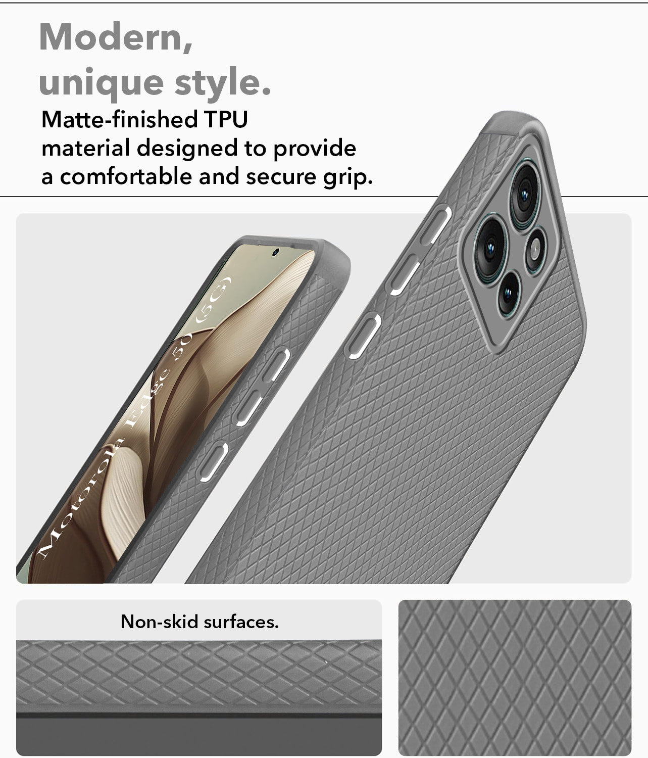 For Motorola Moto Edge 50 5G Back Cover Case (Liquid Silicone | Side Grip | Camera Protection)