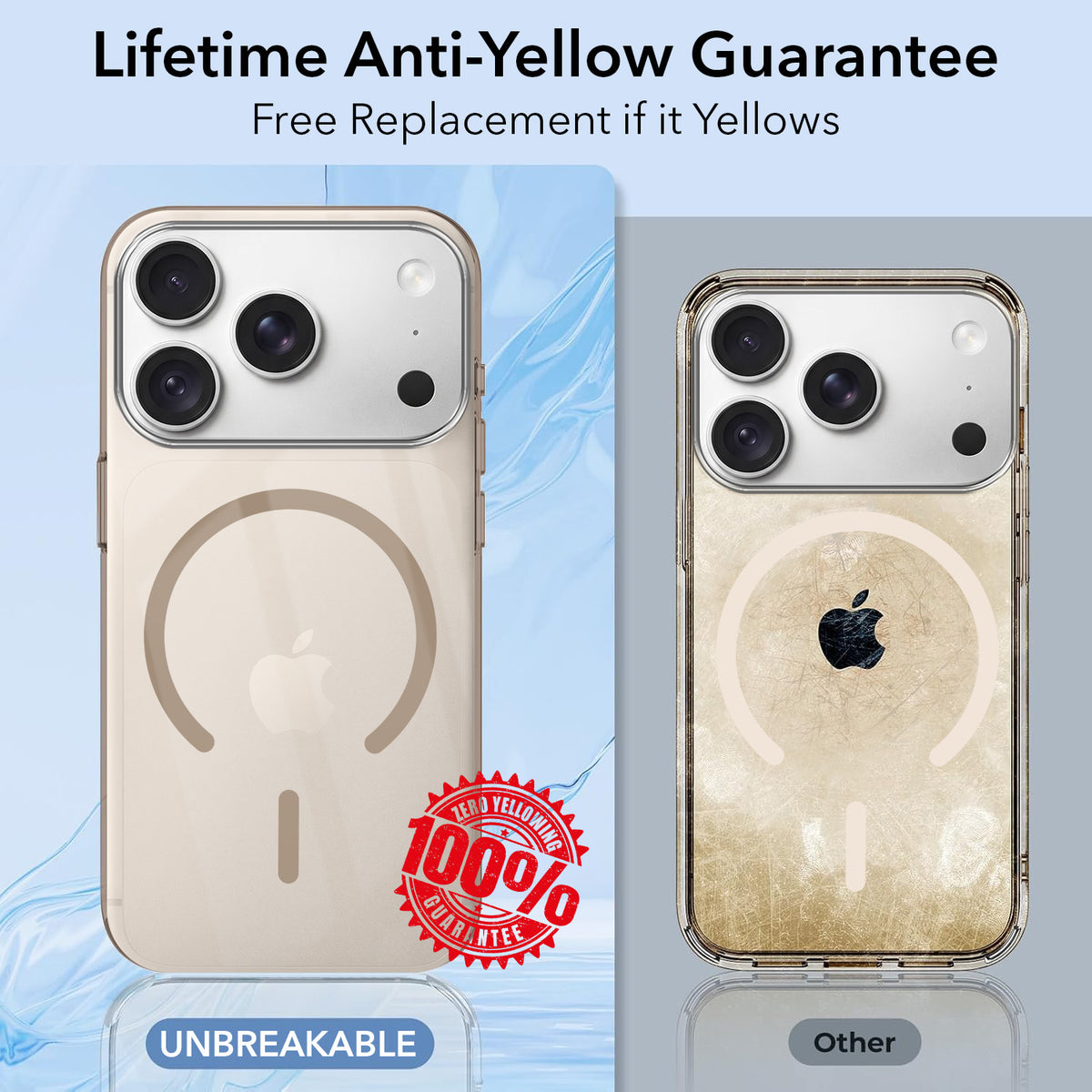 For Apple iPhone 18 Pro Back Cover Case Crystal Anti Yellow (MagSafe Wireless Charging Support |Camera Protection Bump)