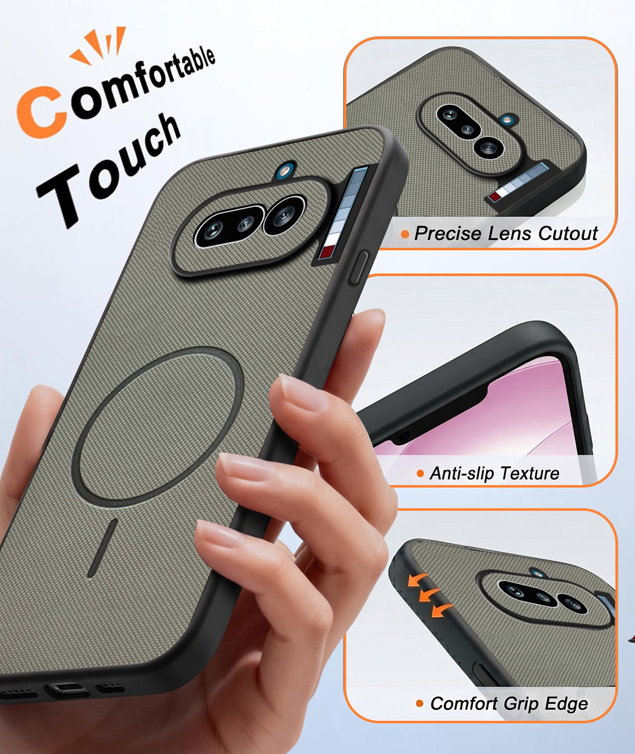 For Nothing Phone 4A 5G Back Cover Case PU Leather (Texture Grip Design | Professional Minimalist | Camera Protection | Soft and Flexible)