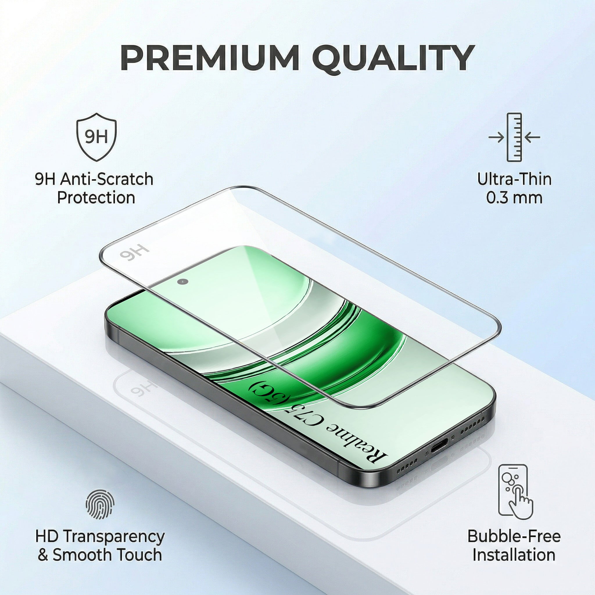 For Realme C75 5G Combo with Back Cover and 9H Tempered Glass (Liquid Silicone | Camera Protection | Oleophobic Coating Screen Glass)