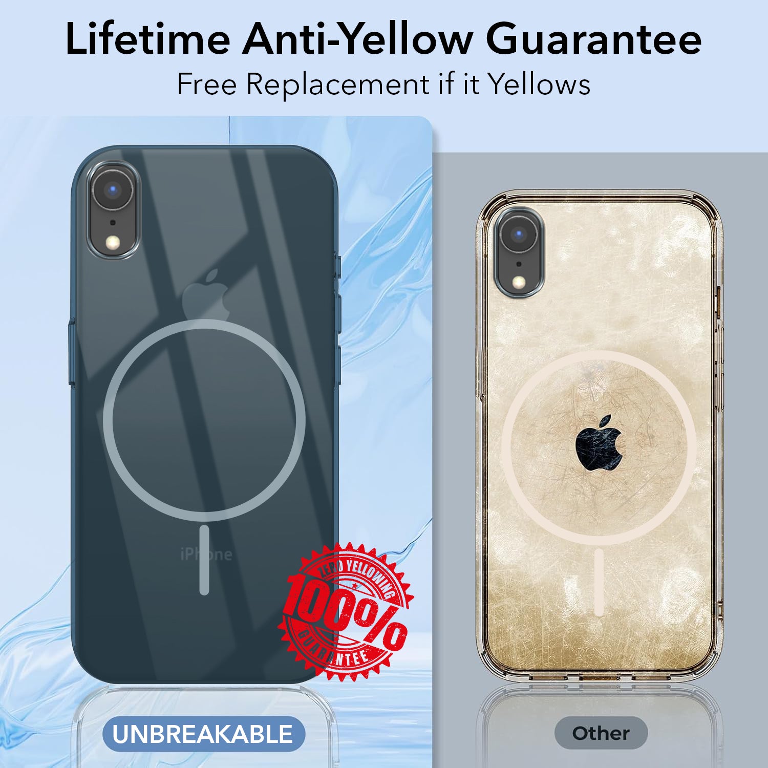 For Apple iPhone XR Back Cover Case (Crystal Clear Case | MagSafe Wireless Charging Support | Hard Anti Yellow | Camera Protection Bump)