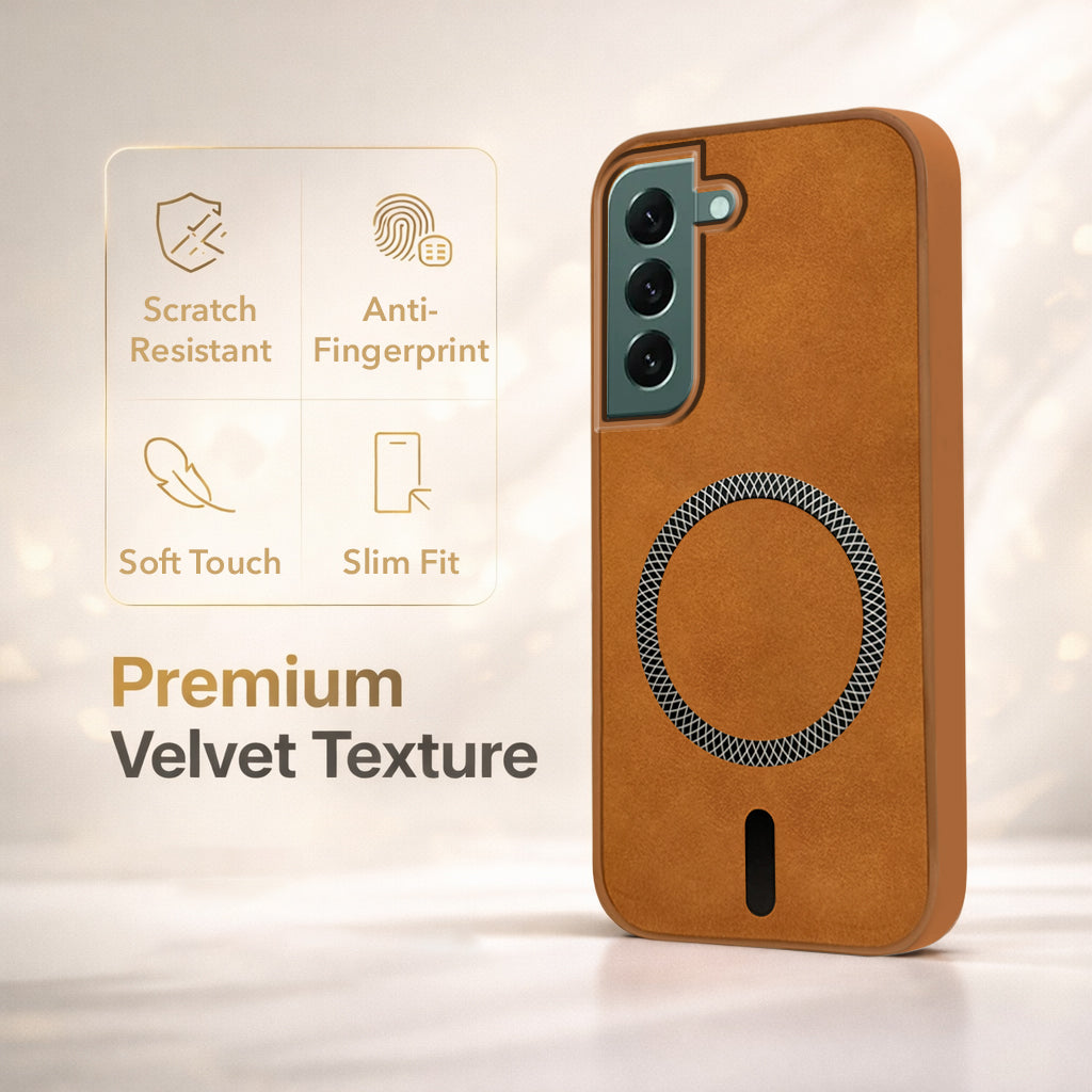 For Samsung Galaxy S22 Plus 5G Back Cover Case Leather Finish (MagSafe Compatible Wireless Charging | Soft Touch | Camera Bump Protection)
