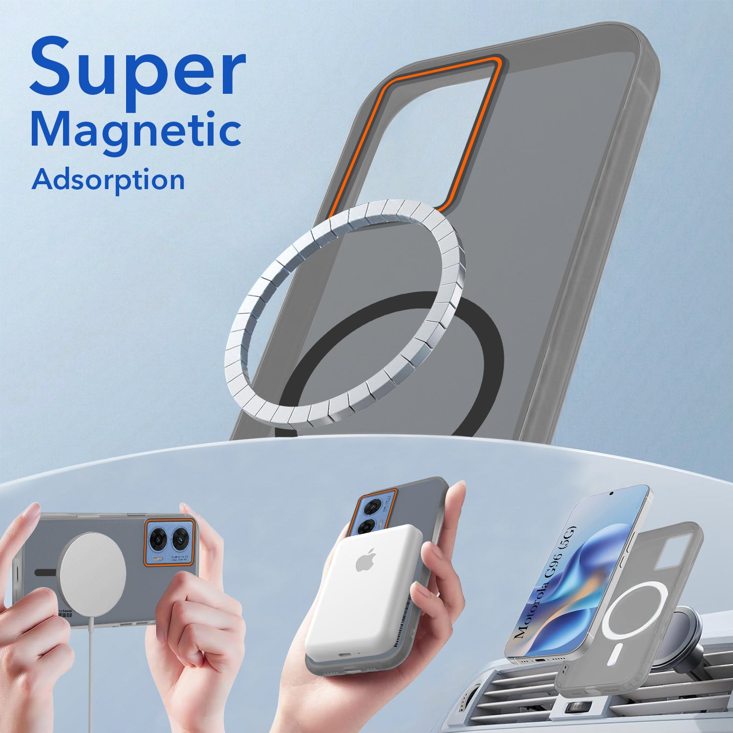For Motorola Moto G96 Back Cover Case (Soft Touch | Camera Bump Protection | MagSafe Compatible | Matte Finish)
