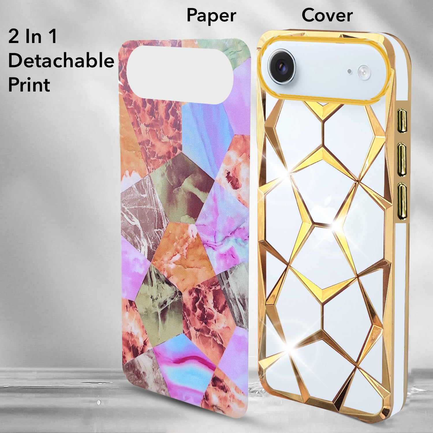 For Apple iPhone 17 Air Back Cover Case Compatible 3D Silicone (Dual Design Glitter Sparkle and Detachable Diamond Print Case | Soft and Flexible)