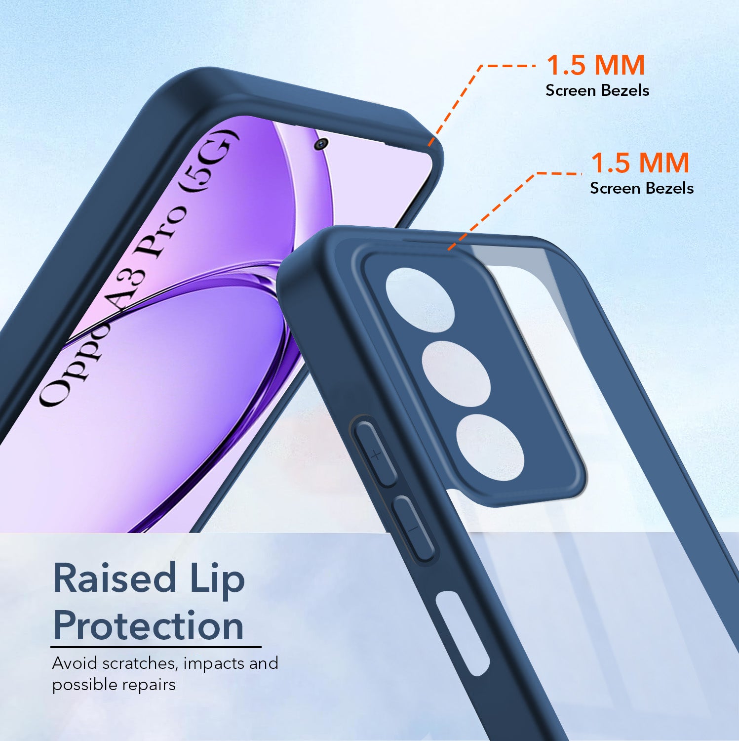 For Oppo A3 Pro 5G Back Cover Case Ultra-Hybrid  (Lifetime Anti Yellow | Anti Scratch | Crystal Clear Shockproof)