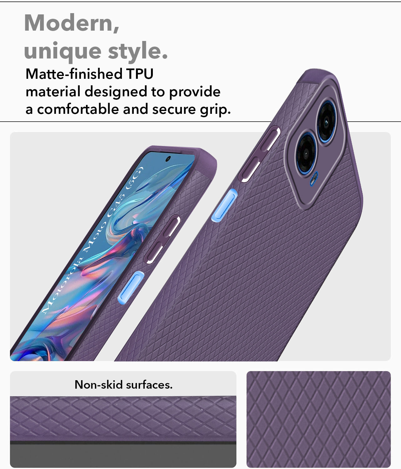 For Motorola Moto G45 Back Cover Case Liquid Silicone (Camera Protection | Side Grip Texture | Soft and Flexible)