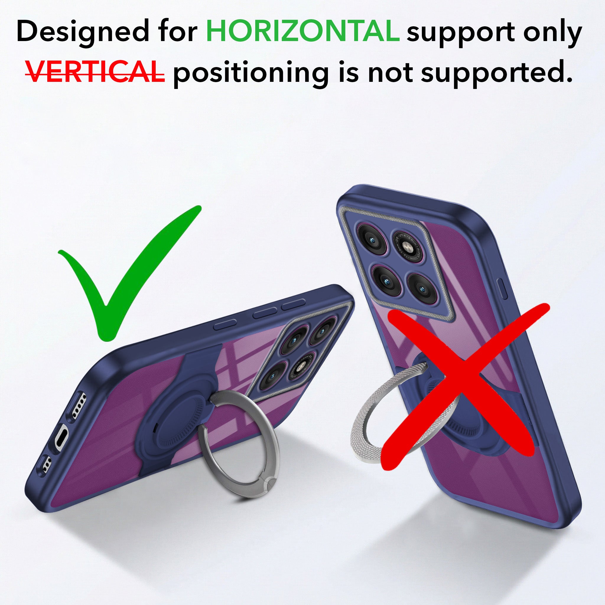 For Motorola Moto Edge 60 Pro Back Cover Case with stand (Built-in Ring Holder Kickstand | Lifetime Anti Yellow | Camera Protection)