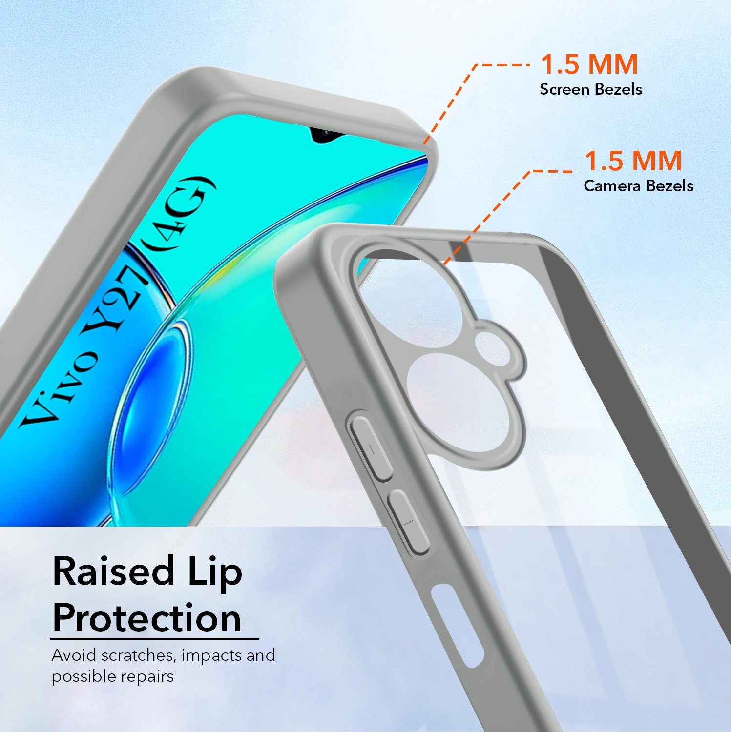 For Vivo Y27 Back Cover Case Ultra-Hybrid (Lifetime Anti Yellow | Anti Scratch | Crystal Clear Shockproof)
