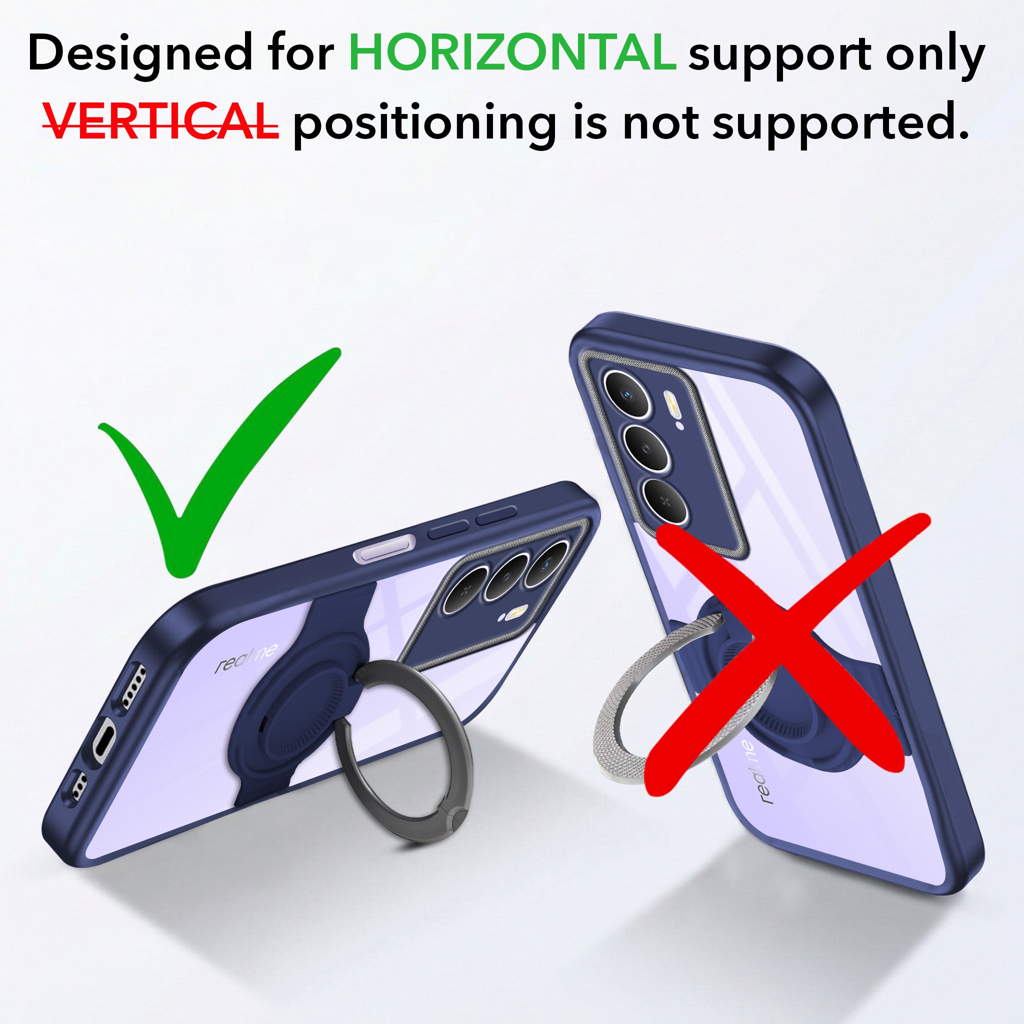 For Realme Narzo 80 Lite 5G Back Cover Case with stand (Built-in Ring Holder Kickstand | Lifetime Anti Yellow | Camera Protection)