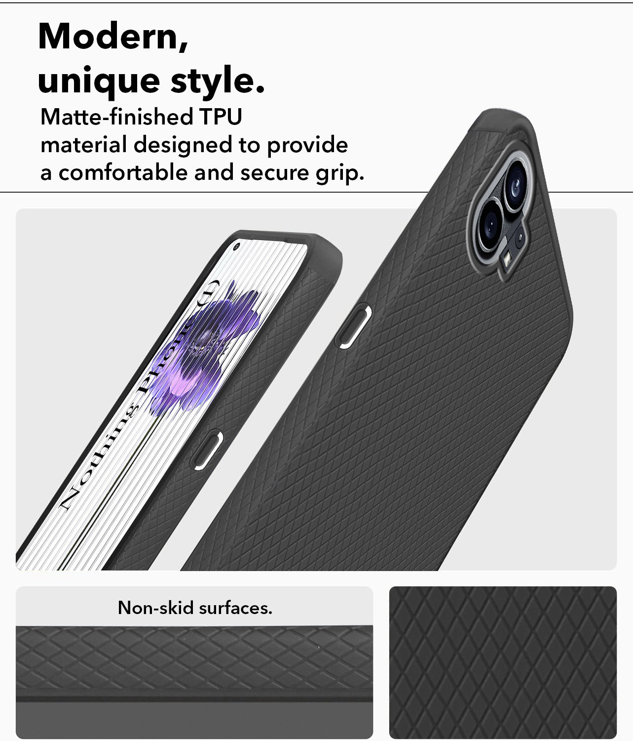 For Nothing Phone 1 Back Cover Case (Liquid Silicone | Side Grip | Camera Protection)