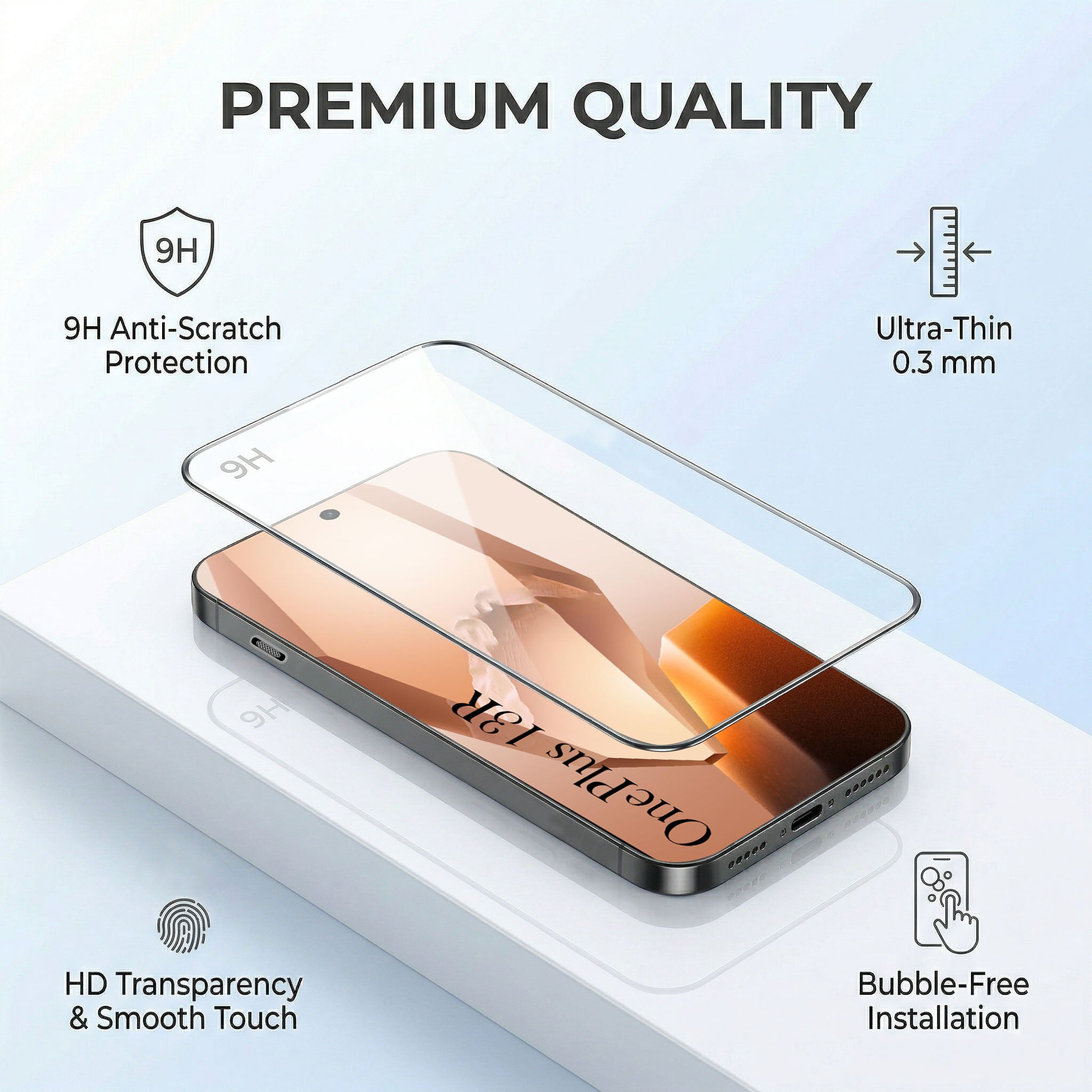 For OnePlus 13R Combo (Textured Grip Design | Micro-Fiber Cloth Inside | Oleophobic Coating Screen Glass)