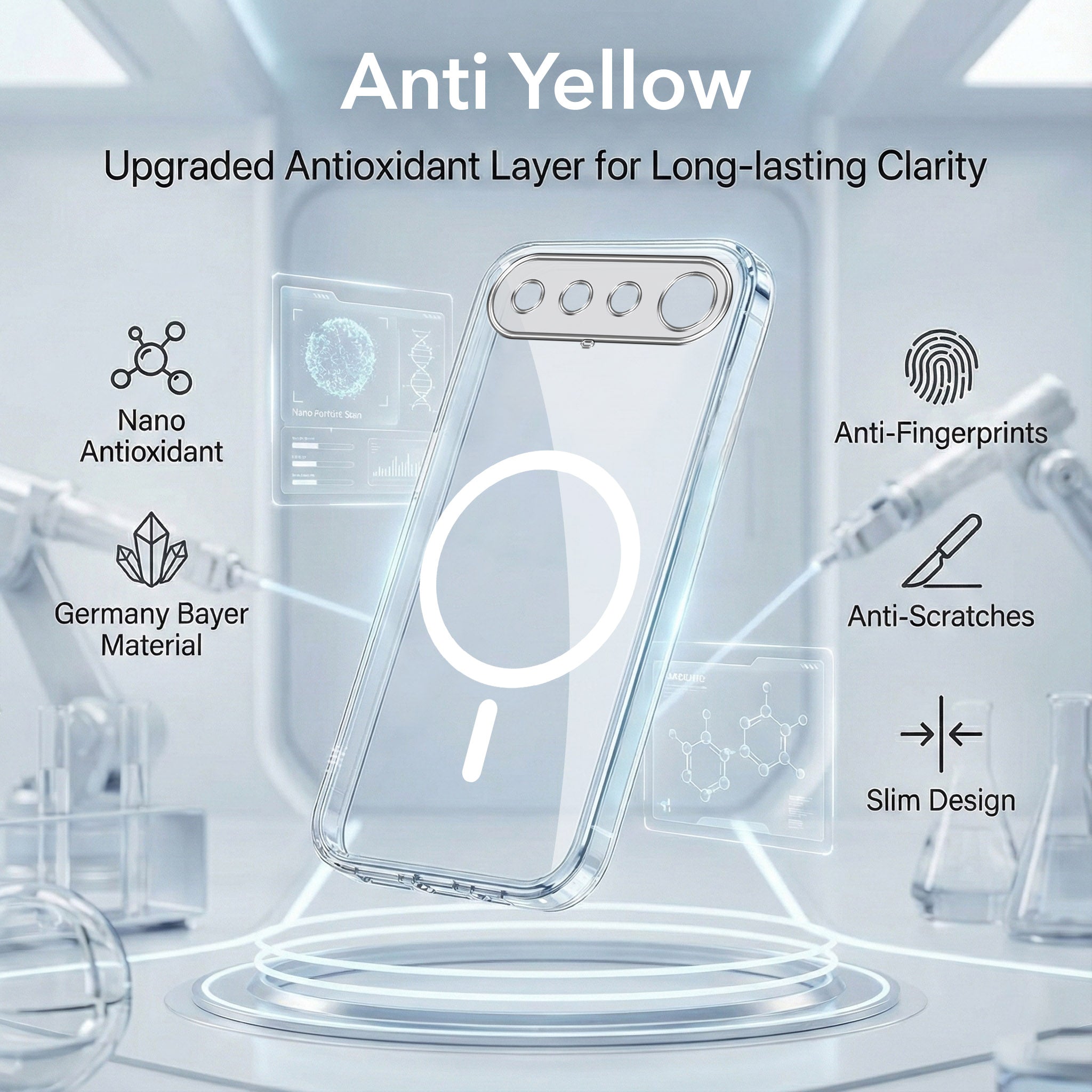 For Realme 16 Back Cover Case Lifetime Anti-Yellow MagSafe Compatible Clear (Sleek Hard Crystal | Shockproof and Camera Protection)
