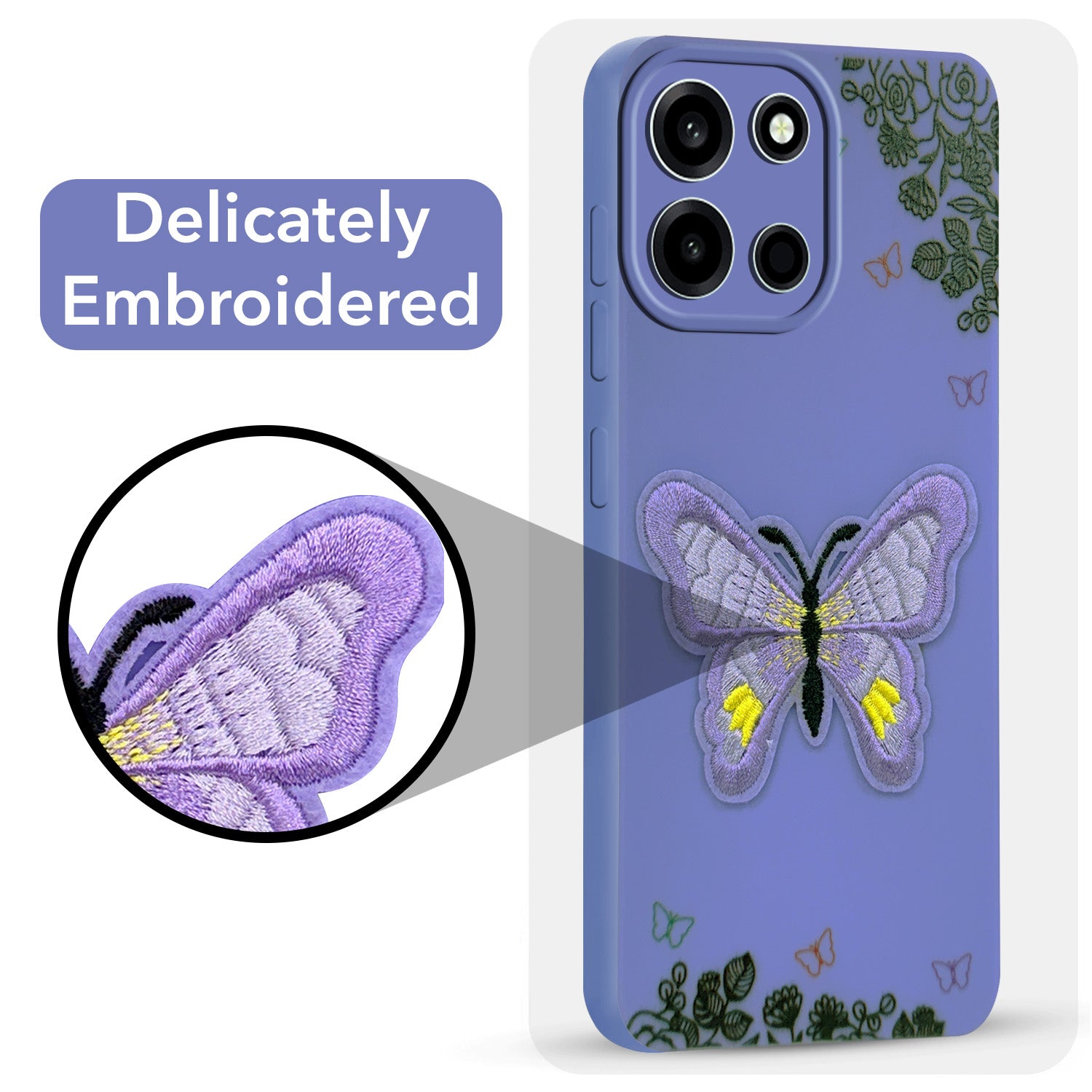 For Oneplus Nord 6 Back Cover Case (Soft Butterfly Embroidery | Women Teen Girls | Camera Protection| Matte Silicone)