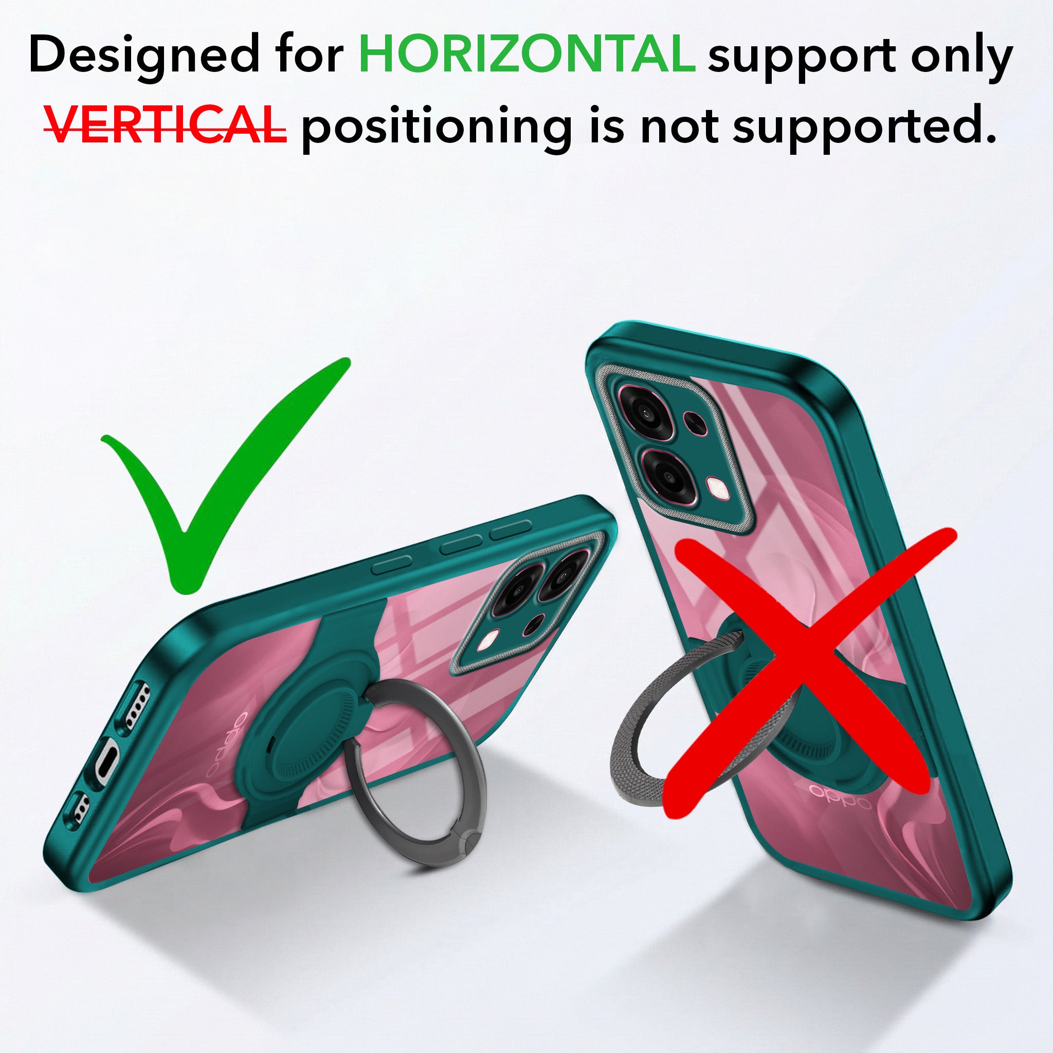 For Oppo F31 5G | Oppo F33 5G Back Cover Case with stand (Built-in Ring Holder Kickstand | Lifetime Anti Yellow | Camera Protection)