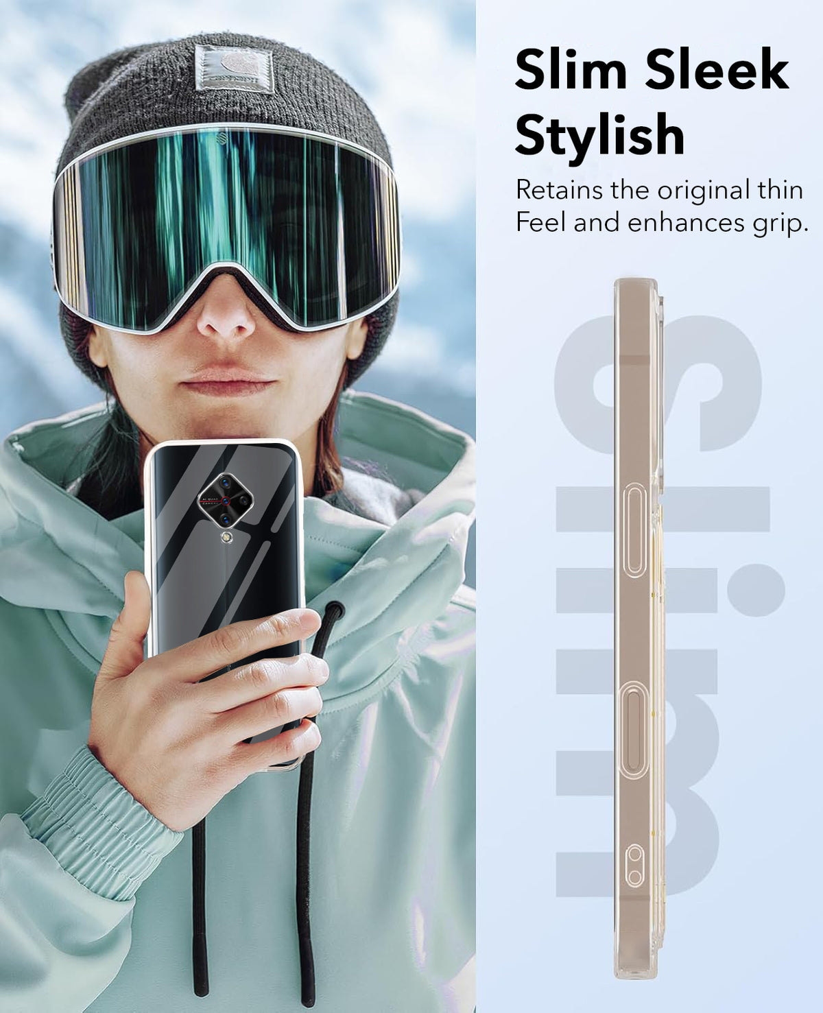 For Vivo S1 Pro Back Cover Case Lifetime Anti-Yellow Clear (Sleek Hard Crystal | Shockproof and Camera Protection)