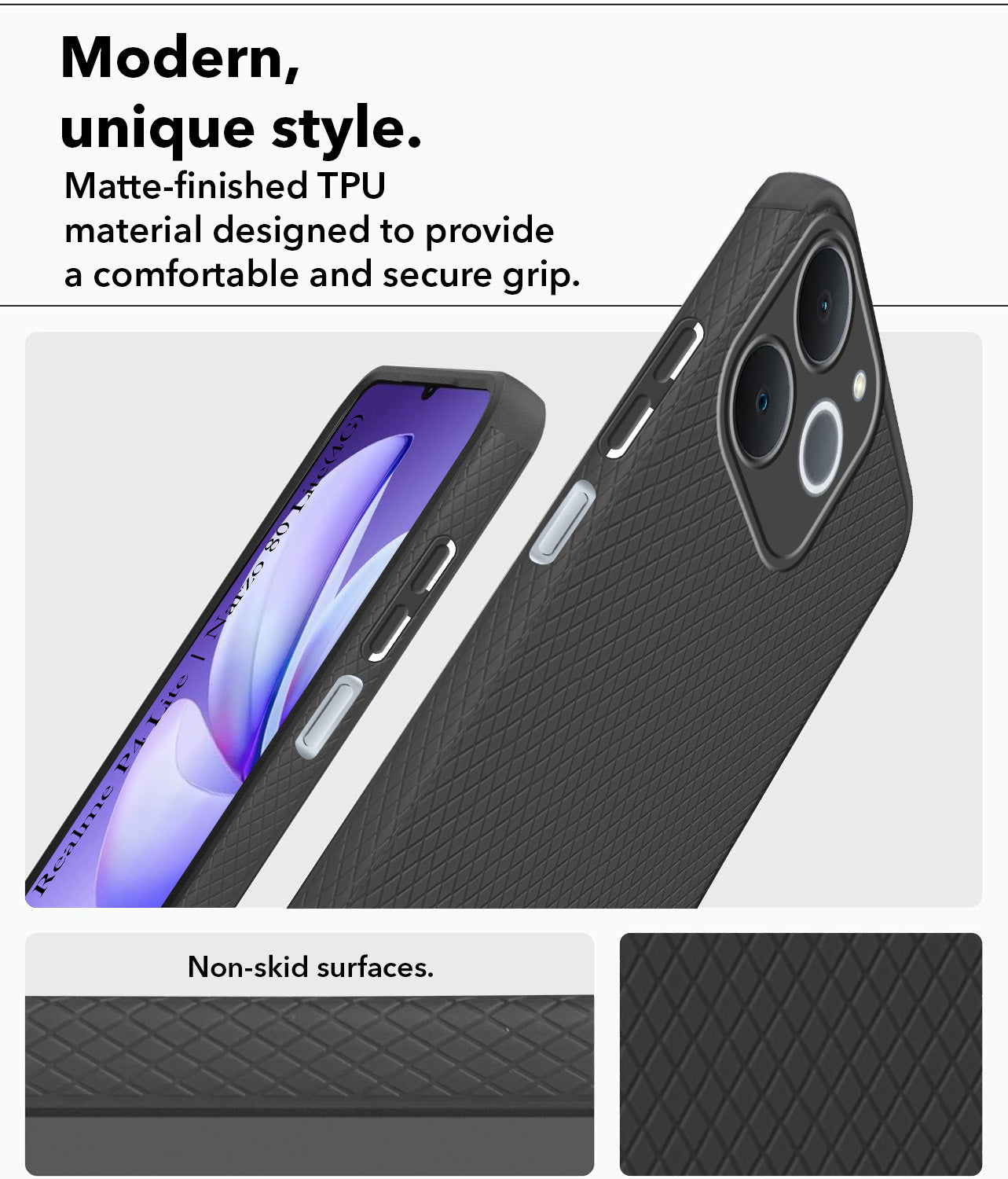 For Realme P4 Lite | Realme Narzo 80 Lite 4G Back Cover Case Liquid Silicone (Camera Protection | Side Grip Texture | Soft and Flexible)