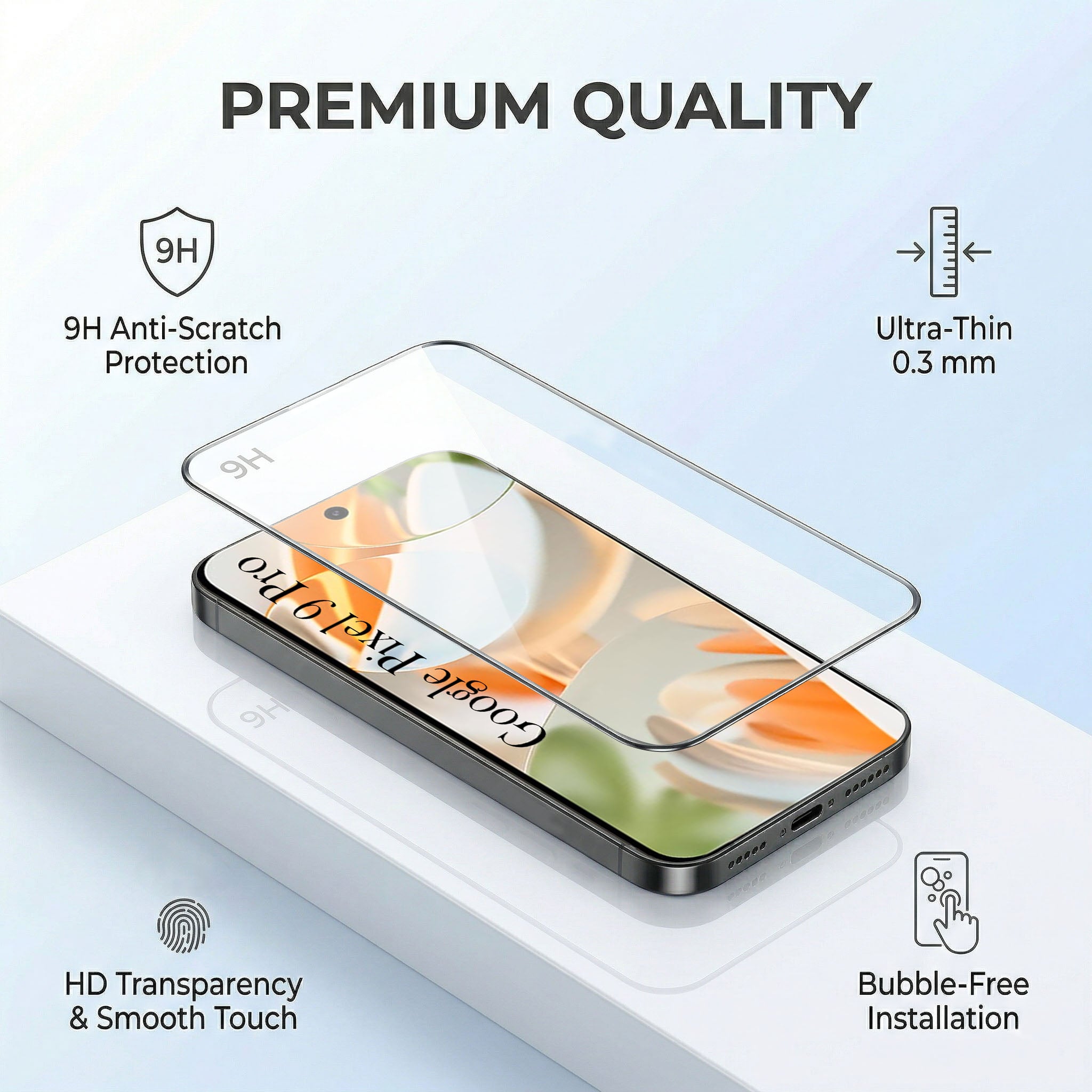 For Google Pixel 9 Pro Combo (Textured Grip Design | Micro-Fiber Cloth Inside | Oleophobic Coating Screen Glass)