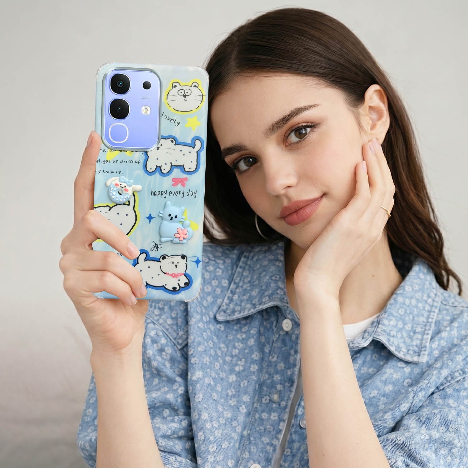 For Vivo iQOO Z10x Back Cover Case (3D Cute Cartoons | Hard Back Side Soft | Matte Premium Finish | HD Printing)