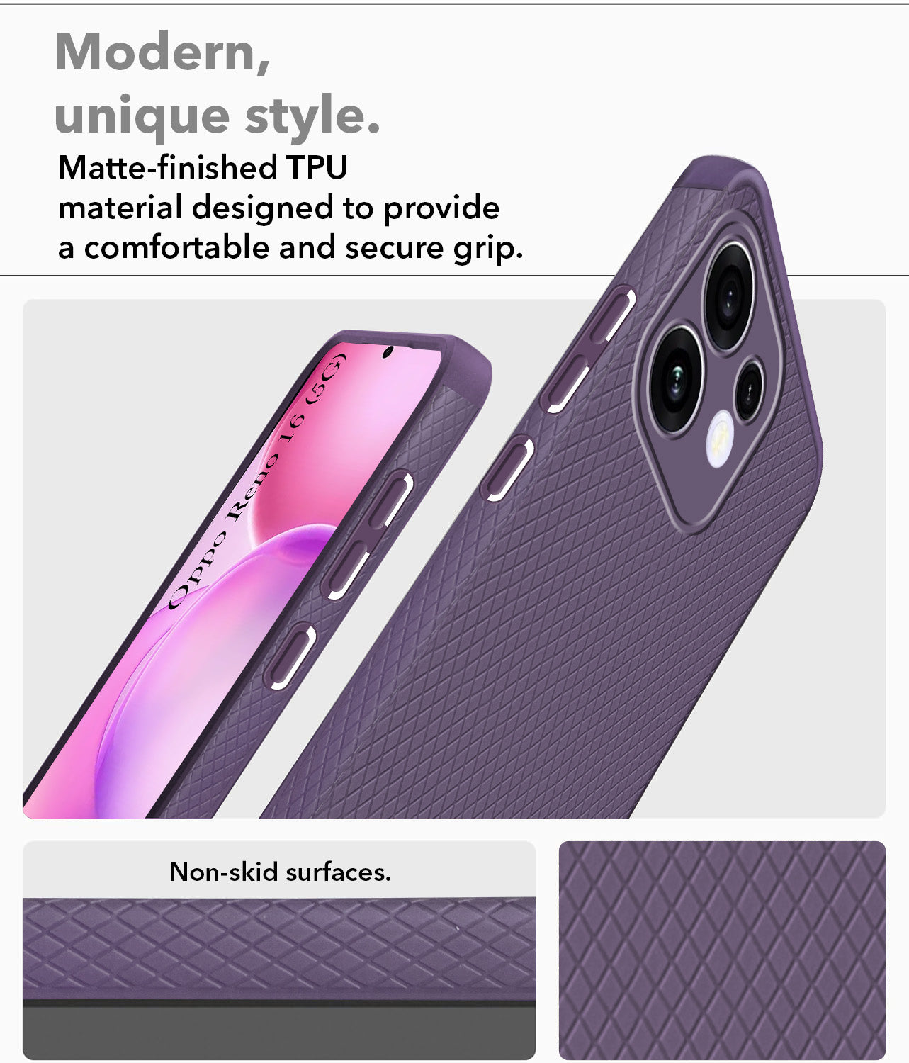 For Oppo Reno 16 Back Cover Case Liquid Silicone (Camera Protection | Side Grip Texture | Soft and Flexible)
