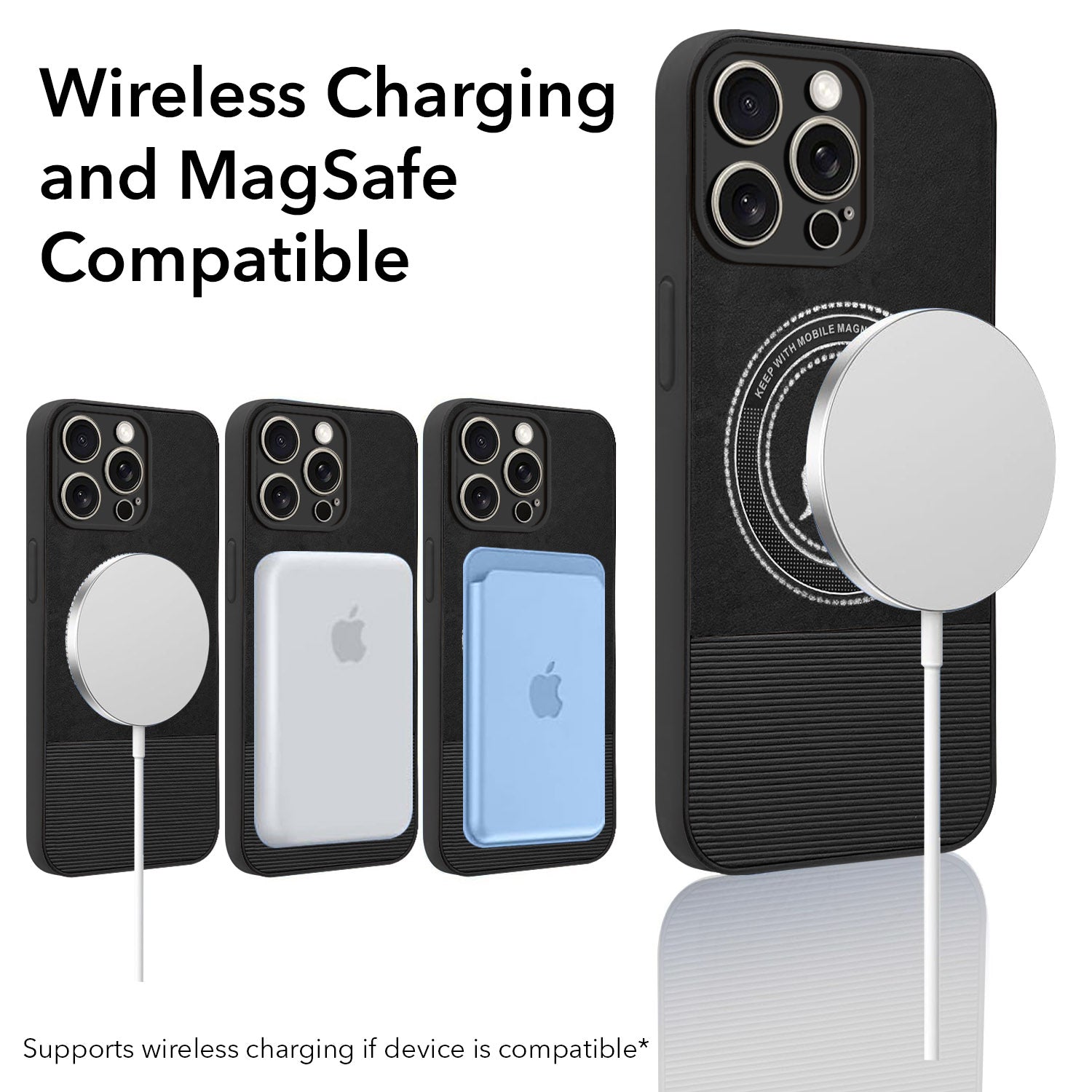 For Apple iPhone 15 Pro Back Cover Case PU Leather Finish (Professional Minimalist Texture | MagSafe Compatile | Camera Protection | Sleek Sober Formal)