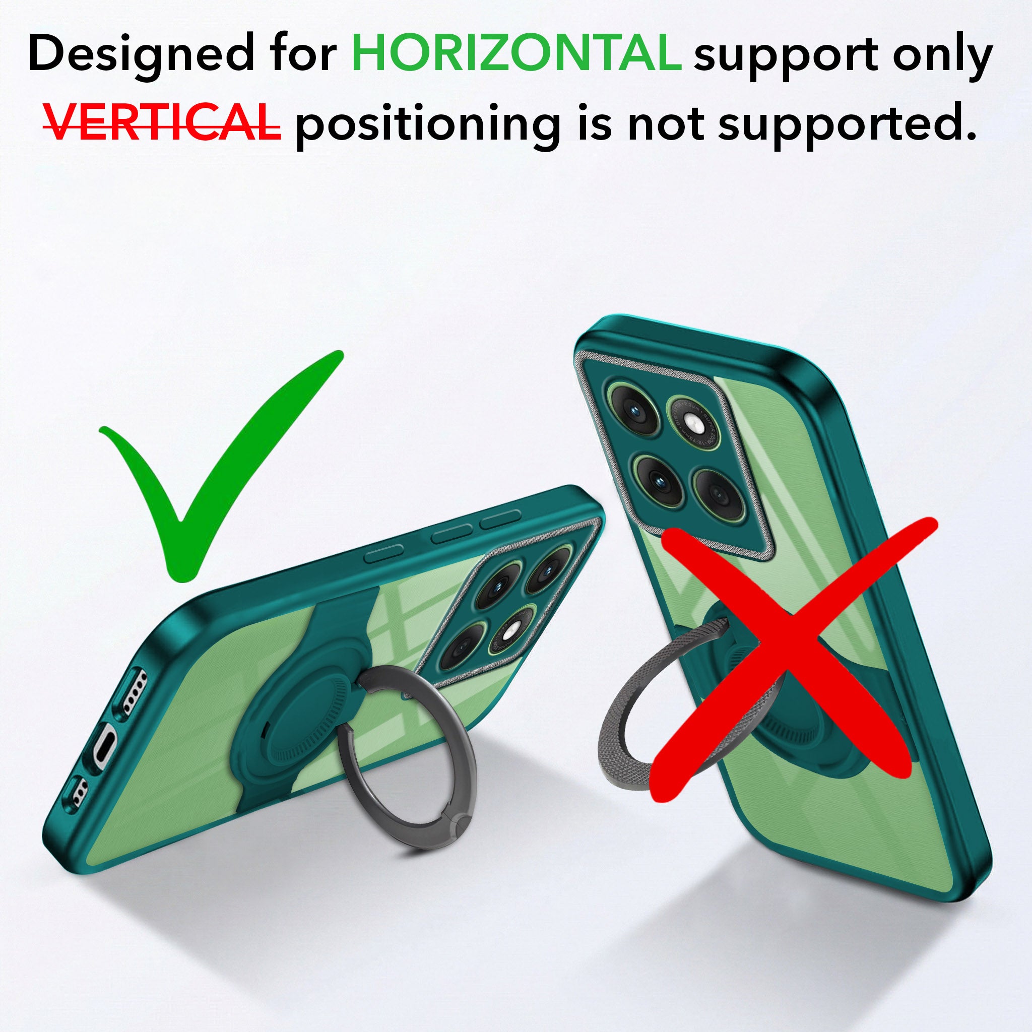 For Motorola Moto Edge 60 Back Cover Case with stand (Built-in Ring Holder Kickstand | Lifetime Anti Yellow | Camera Protection)