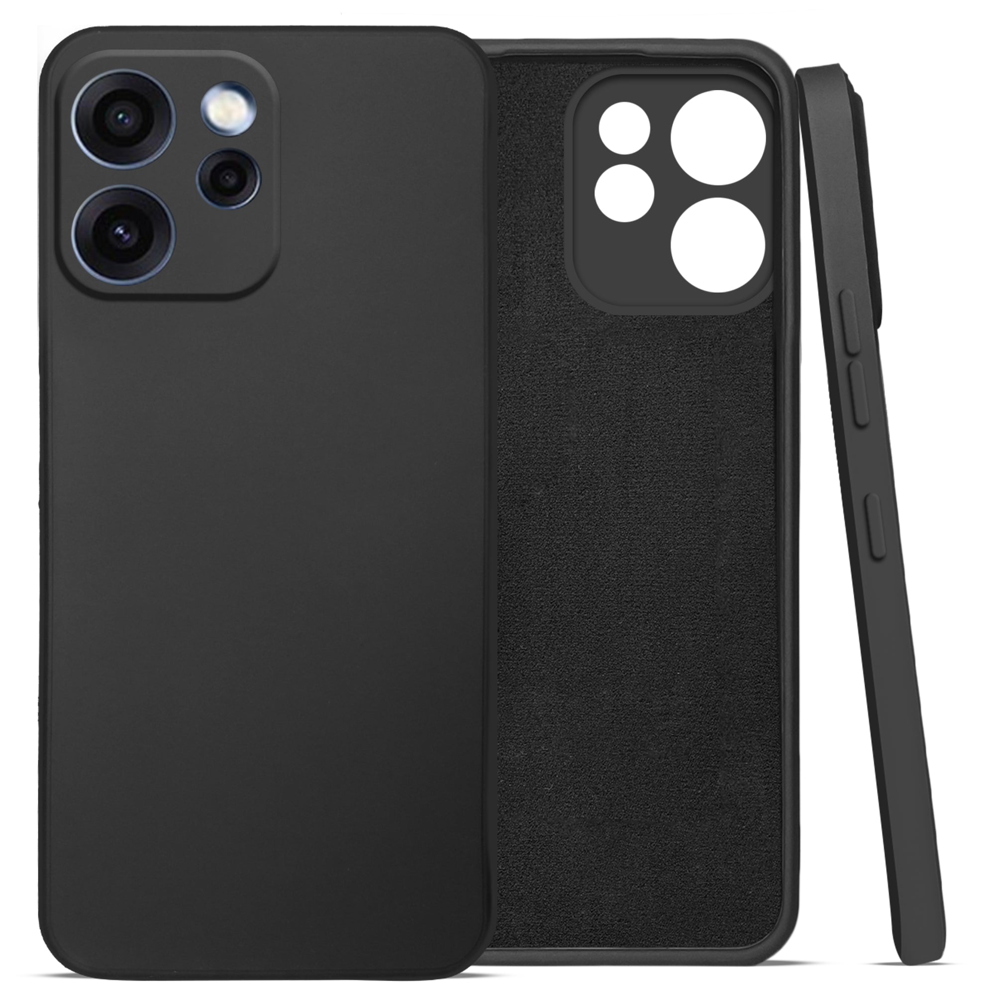 For Oppo Reno 15c Back Cover Case (Matte Finish Silicone with Inside Fiber Cloth)
