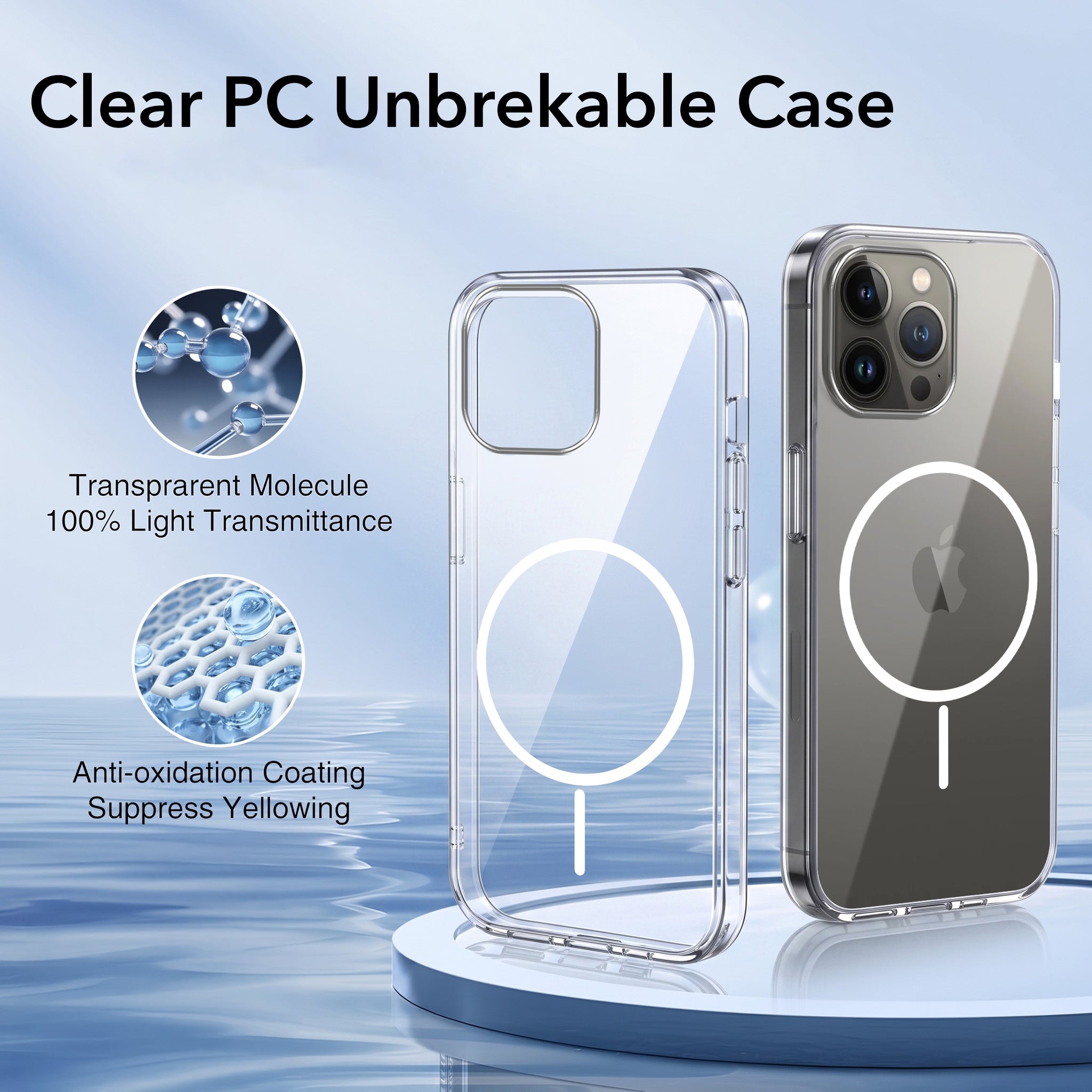 For Apple iPhone 13 Pro Max Back Case Cover Crystal Anti Yellow (Unbreakable PC | MagSafe Wireless Charging Support |Camera Protection Bump)