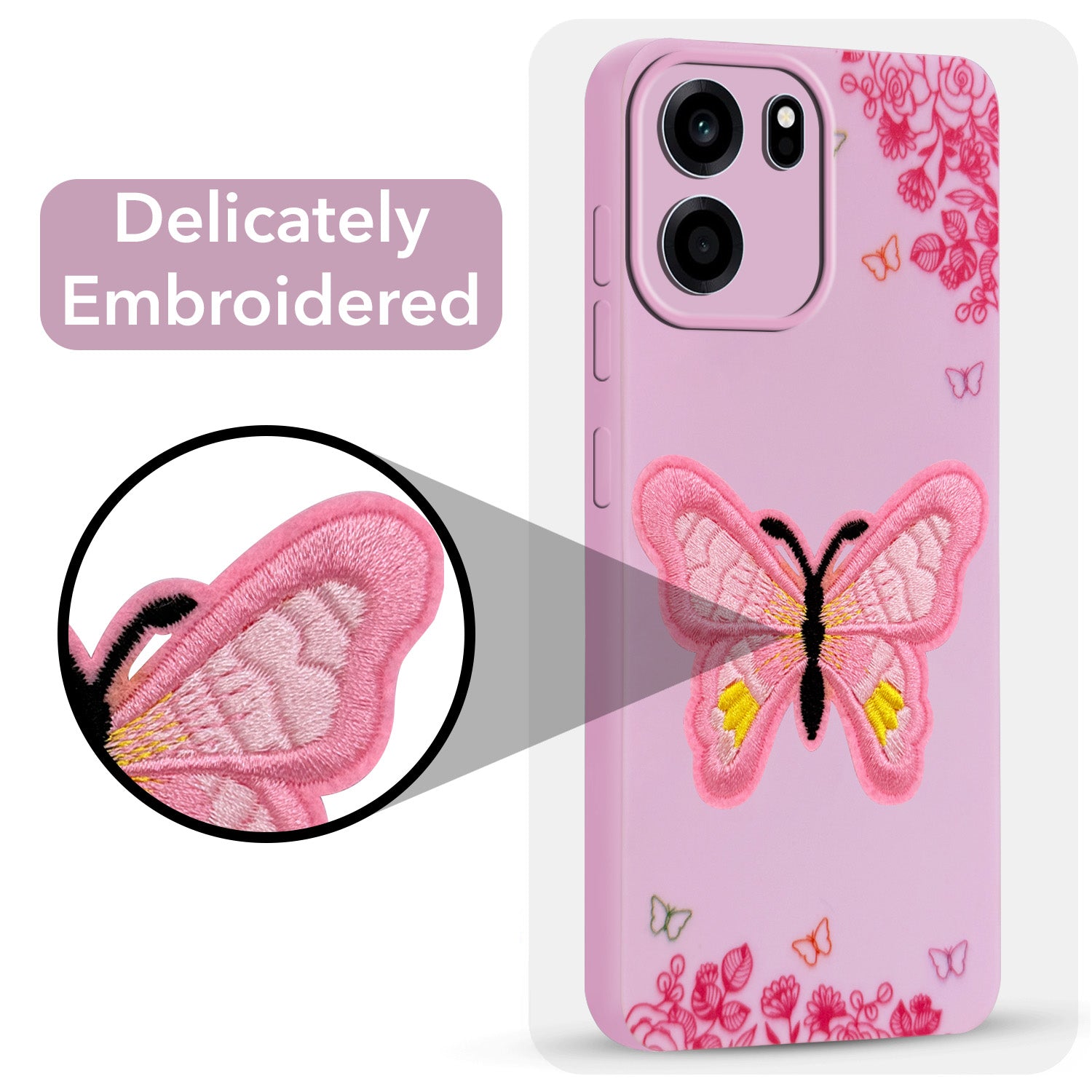 For Oneplus Nord CE 6 Back Cover Case (Soft Butterfly Embroidery | Women Teen Girls | Camera Protection| Matte Silicone)