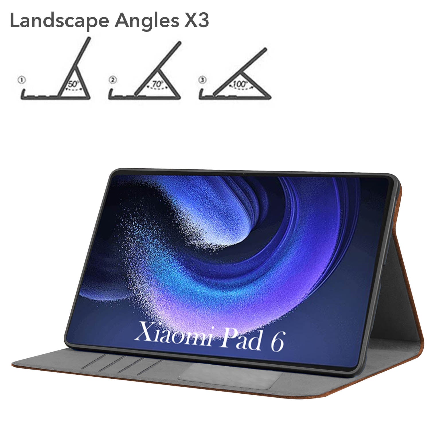 For Xiaomi Pad 6 11 Inch 23043RP34C/23043RP34G/23043RP34I Flip Cover Folio Case(PU Leather | Multi-Angle Smart Stand | Card Storage Slots | Silicone Back Pouch)