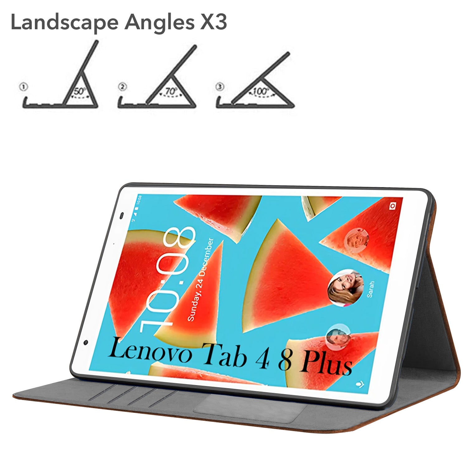 For Flip Cover Folio Case Lenovo Tab 4 8 Plus (TB-8704X) 8 Inch (PU Leather | Multi-Angle Smart Stand | Card Storage Slots | Silicone Back Pouch)