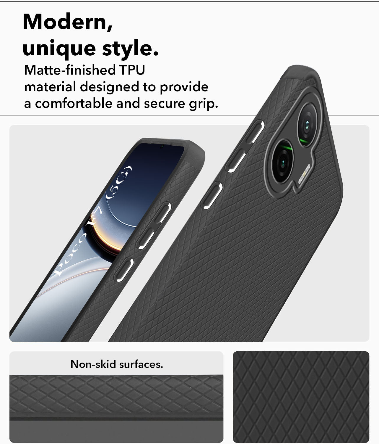 For Xiaomi Poco F7 5G Back Cover Case (Liquid Silicone | Side Grip | Camera Protection)