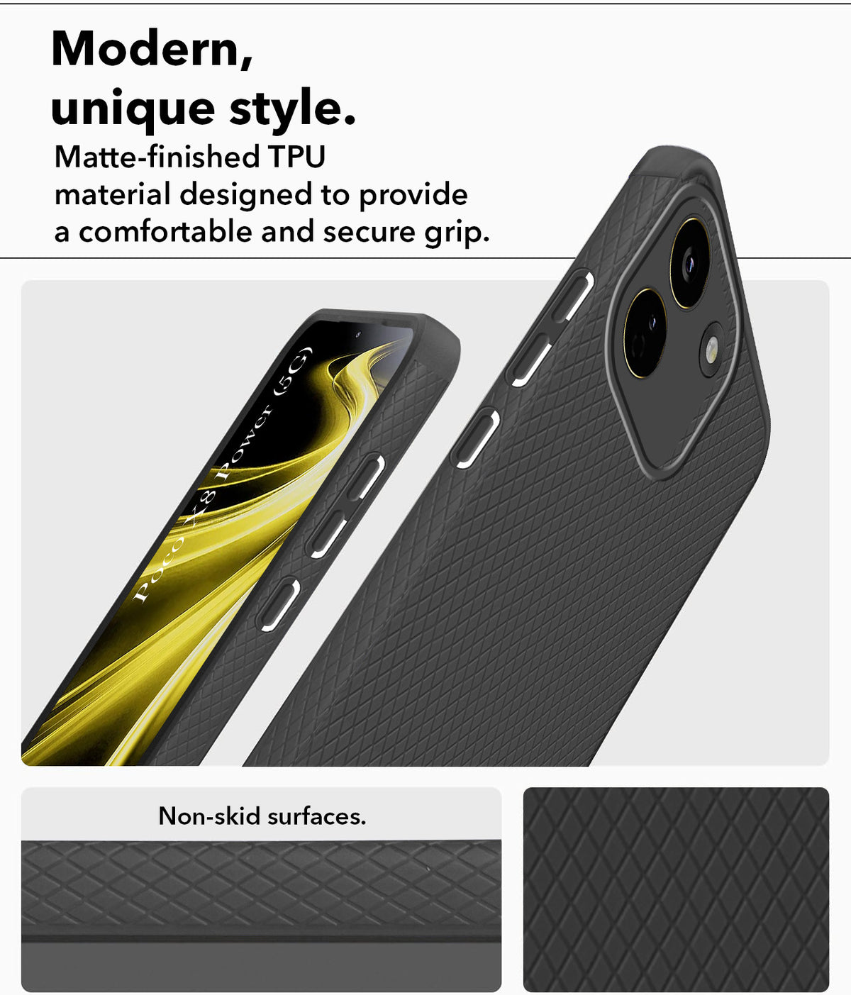 For Poco X8 Power Back Cover Case Liquid Silicone (Camera Protection | Side Grip Texture | Soft and Flexible)
