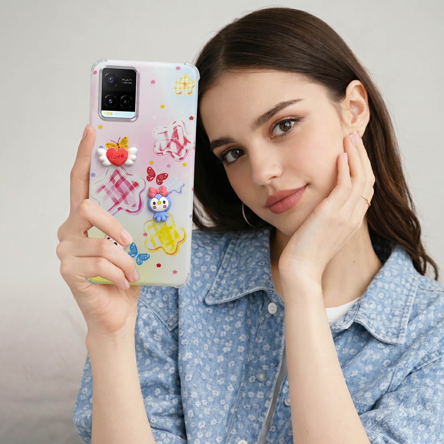 For Vivo Y21e | Vivo Y21A | Vivo Y32 Back Cover Case (3D Cute Cartoons | Hard Back Side Soft | Matte Premium Finish | HD Printing)