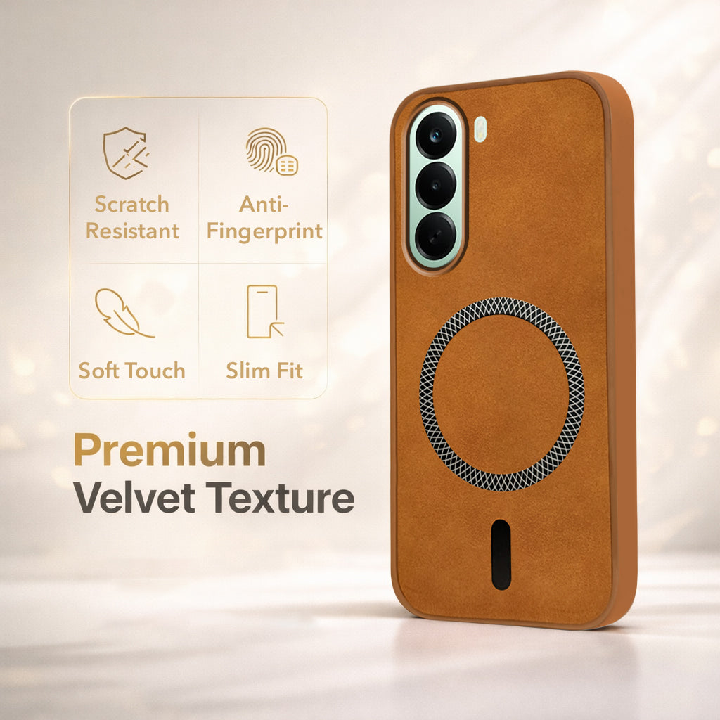For OnePlus Nord CE 6 Lite Back Cover Case Leather Finish (MagSafe Compatible Wireless Charging | Soft Touch | Camera Bump Protection)