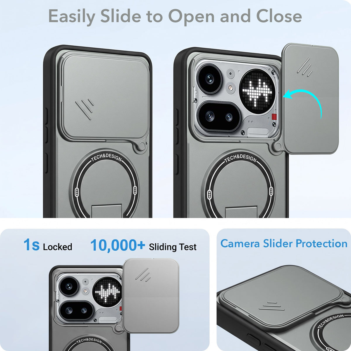 For Nothing Phone 4A Pro 5G Back Case Cover Metallic (Hybrid Armor Kickstand | Sliding Shutter Camera Protection | MagSafe Compatible)