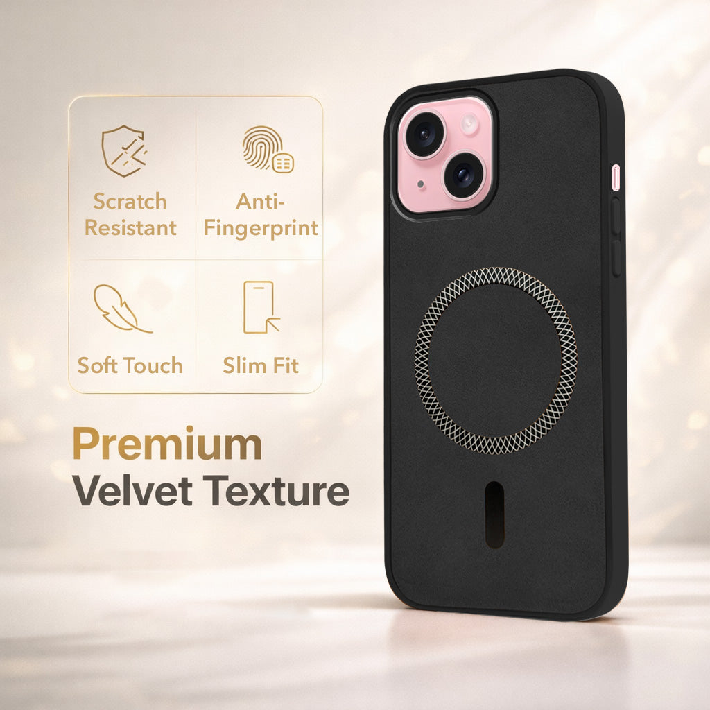 For Apple iPhone 15 Plus Back Cover Case (Sleek Leather Finish | MagSafe Compatible Wireless Charging | Camera Bump Protection)