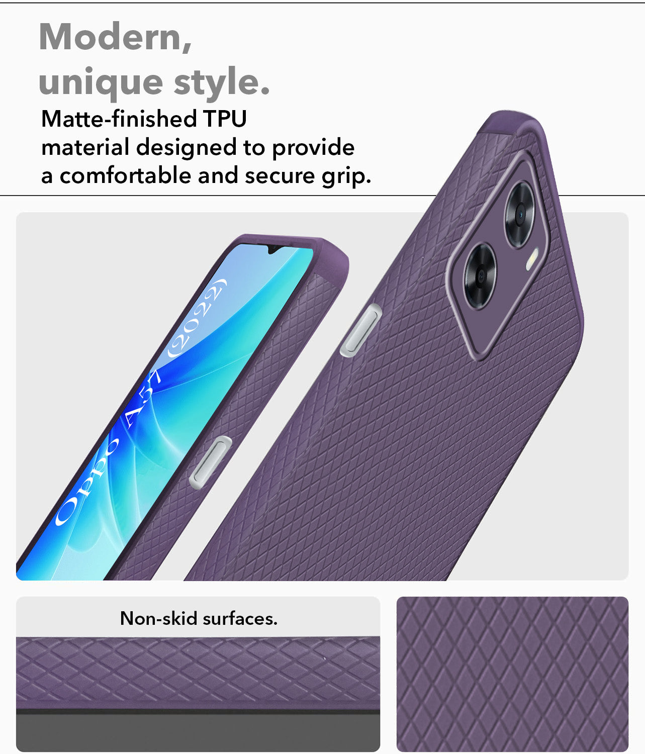 For Oppo A57 2022  Back Cover Case (Liquid Silicone | Side Grip | Camera Protection)