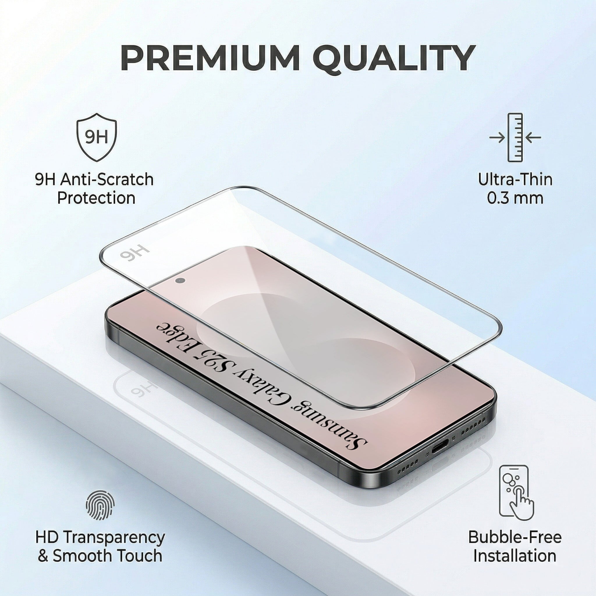 For Samsung Galaxy S25 Edge Combo with Back Cover and 9H Tempered Glass (Lifetime Anti-Yellow | Sleek Hard Crystal | Oleophobic Coating Screen Glass)